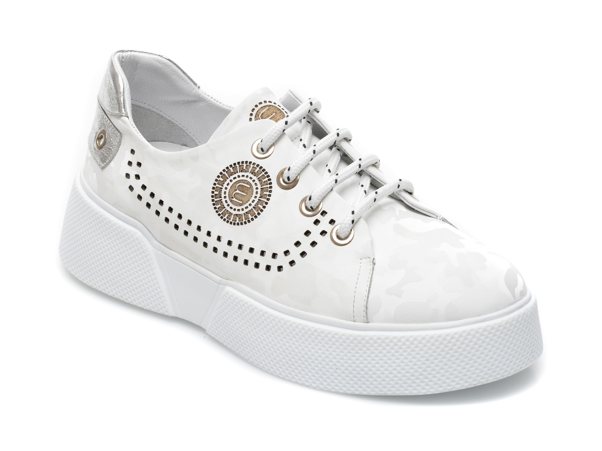 Pantofi sport EPICA albi, 2902020, din piele naturala