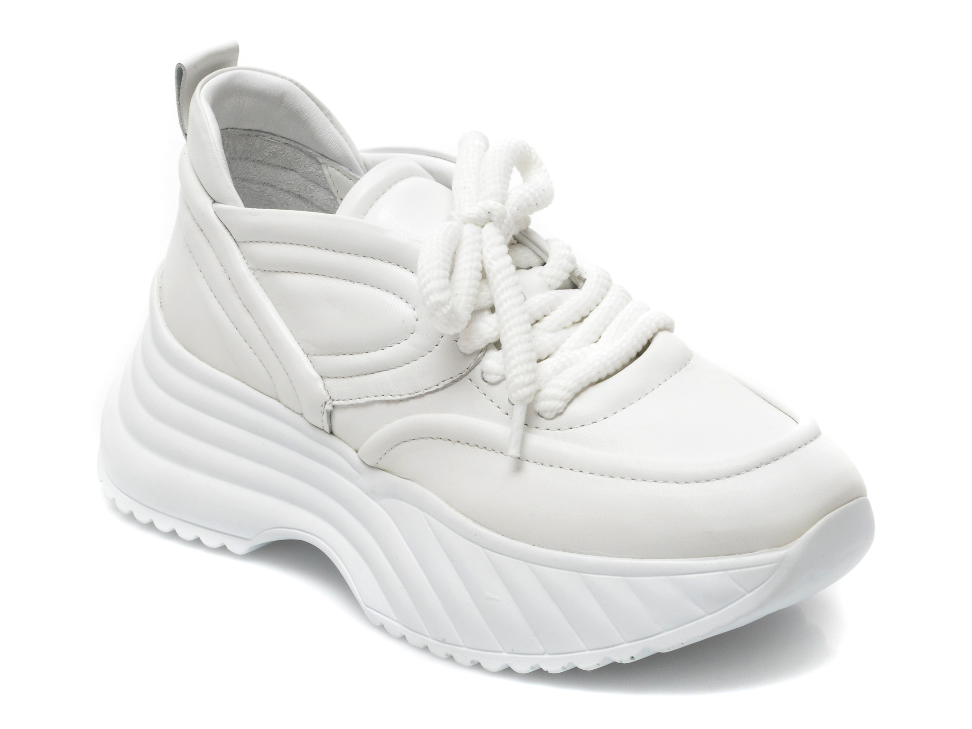 Pantofi sport EPICA albi, 3745020, din piele naturala