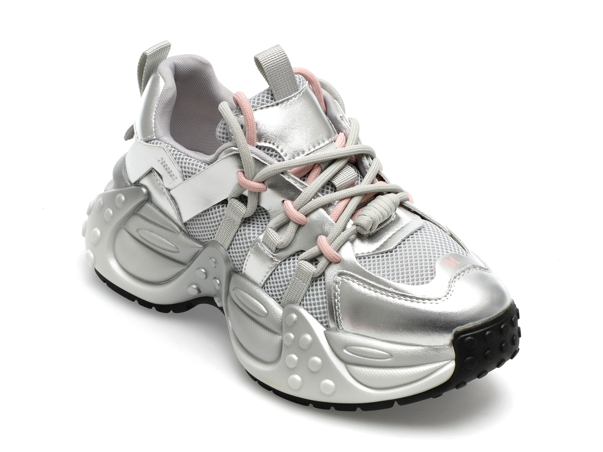 Pantofi sport EPICA argintii, 8531, din material textil si piele naturala