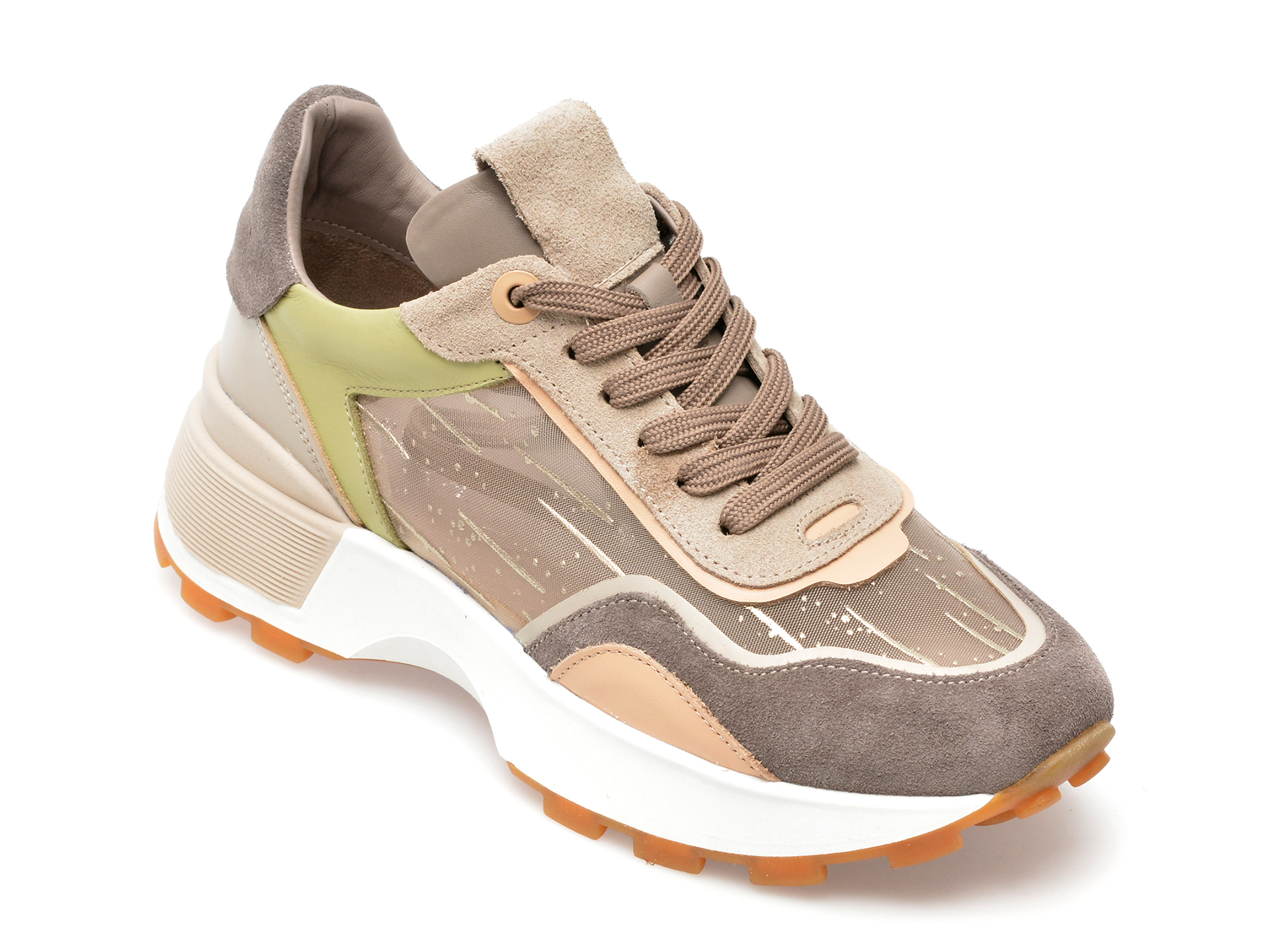 Pantofi sport EPICA bej, 4597750, din material textil si piele intoarsa femei 2023-09-21