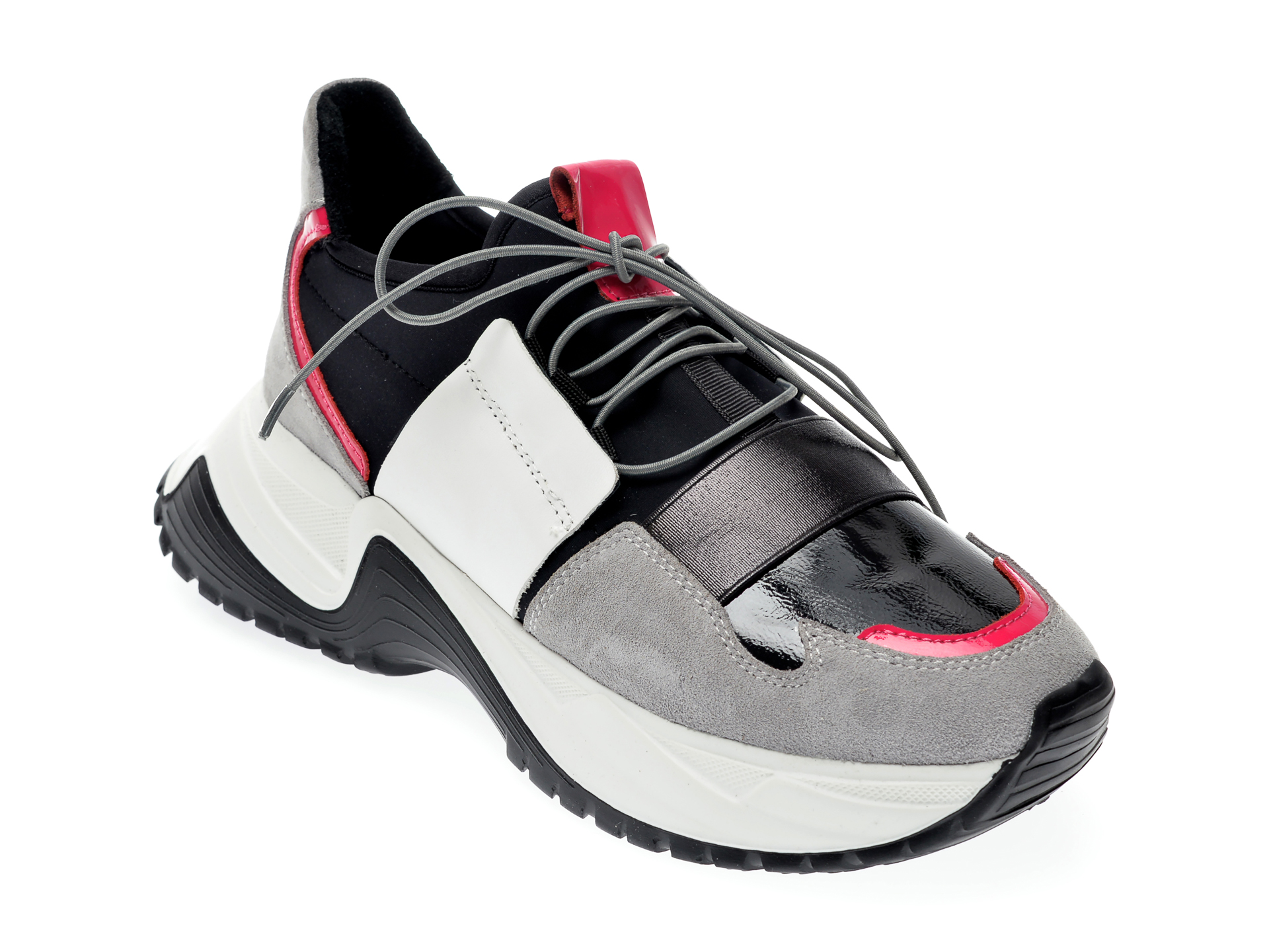 Pantofi sport EPICA gri, 135P165, din material textil si piele naturala