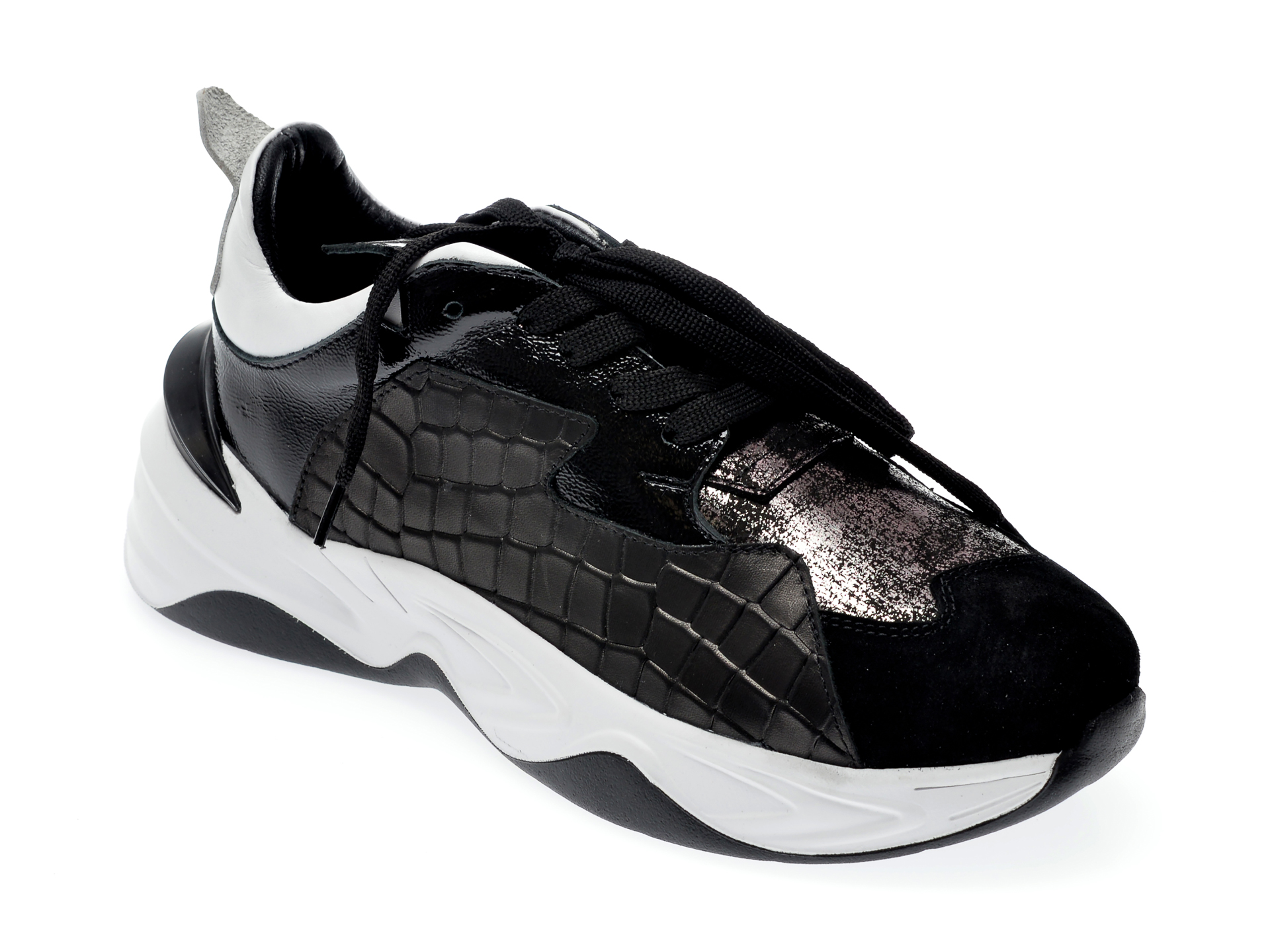 Pantofi sport EPICA negri, 135P155, din piele naturala