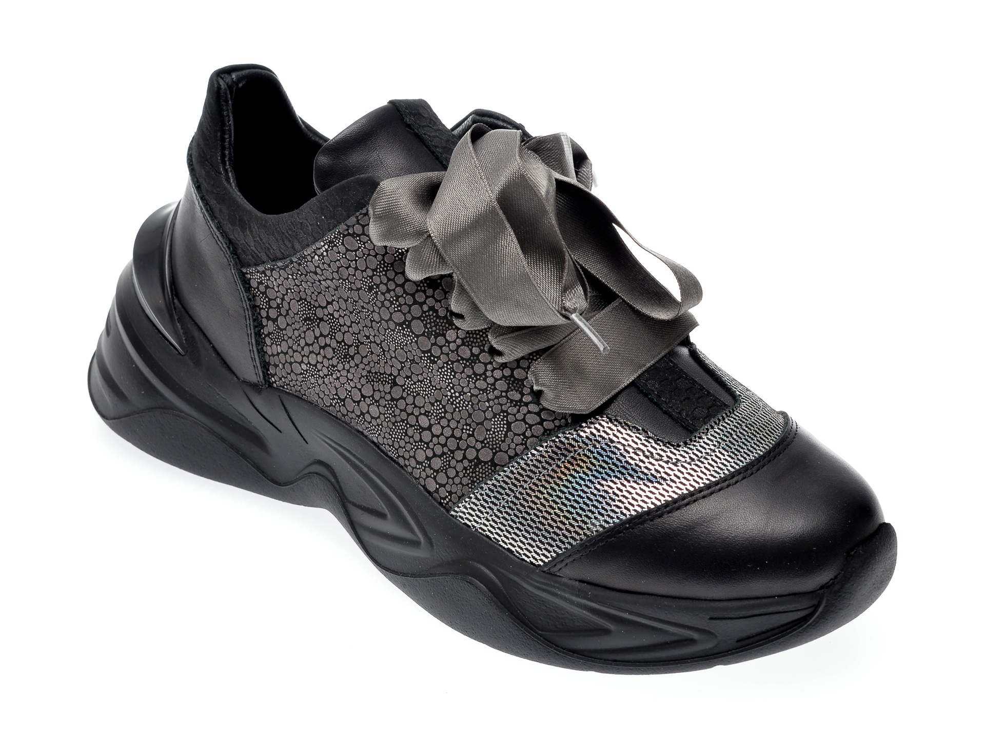 Pantofi sport EPICA negri, 135P224, din piele naturala