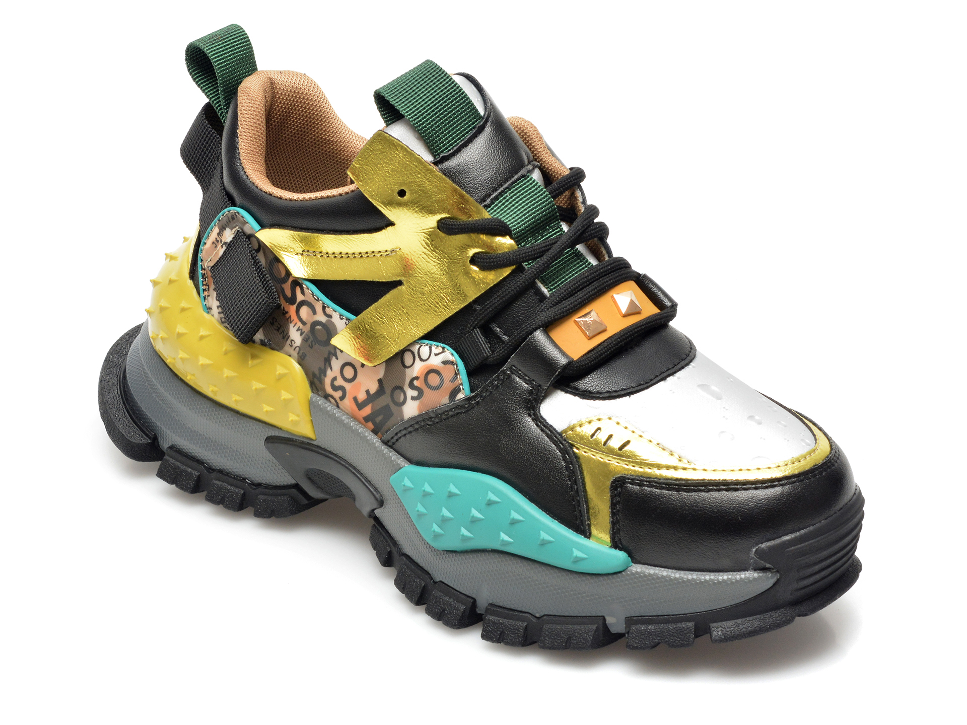 Pantofi sport EPICA negri, 209037, din material textil si piele naturala