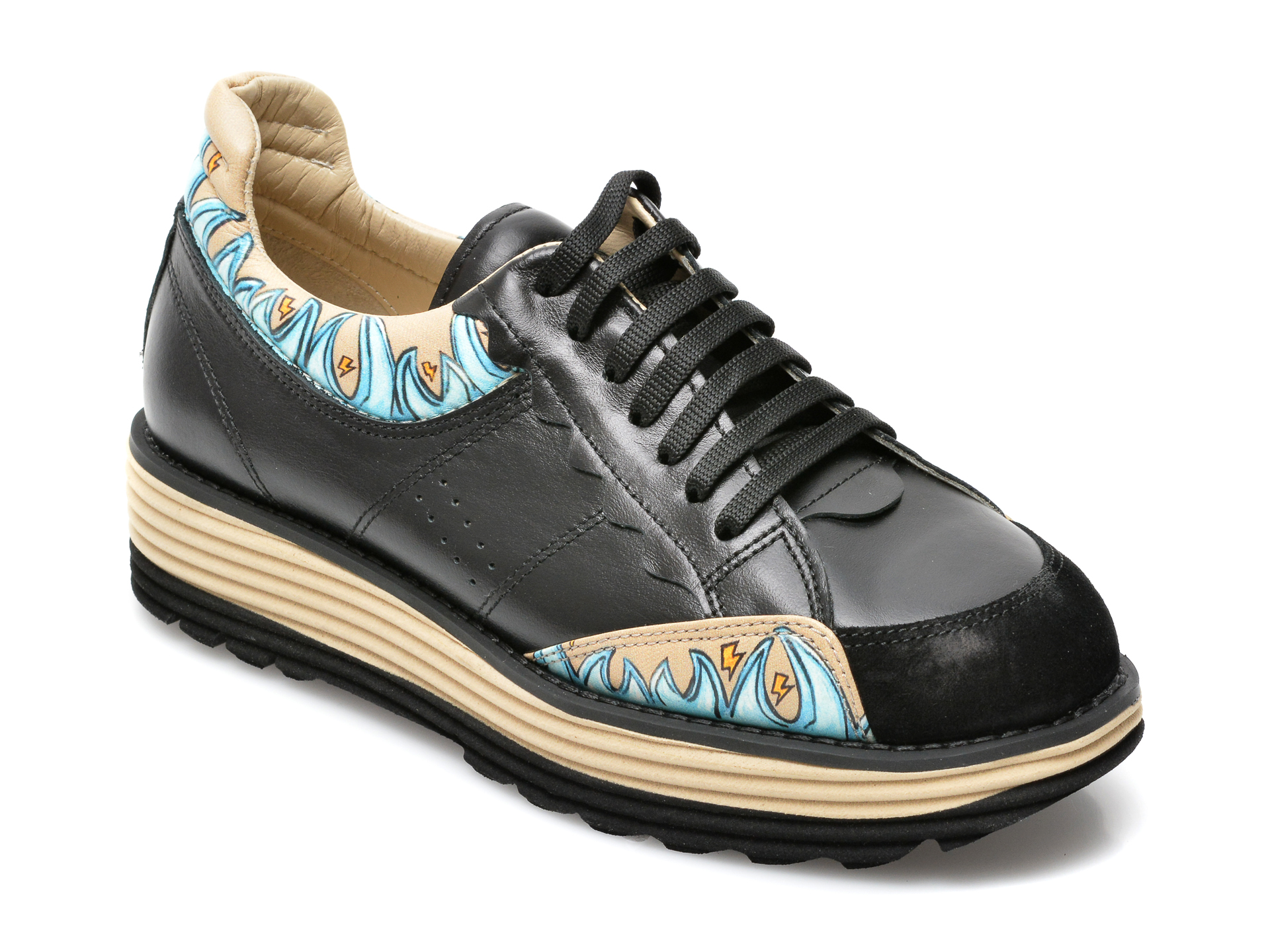 Pantofi sport EPICA negri, 6852704, din piele naturala