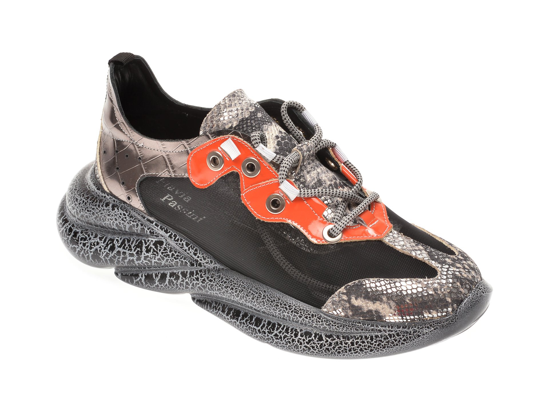 Pantofi sport FLAVIA PASSINI negri, 135P04, din material textil si piele naturala