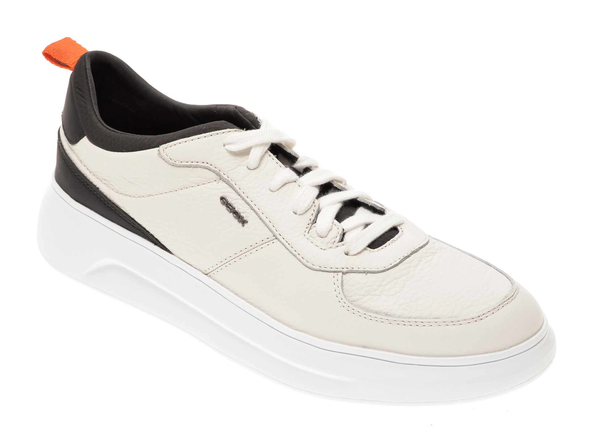 Pantofi sport GEOX alb-negru, U04ATE, din piele naturala