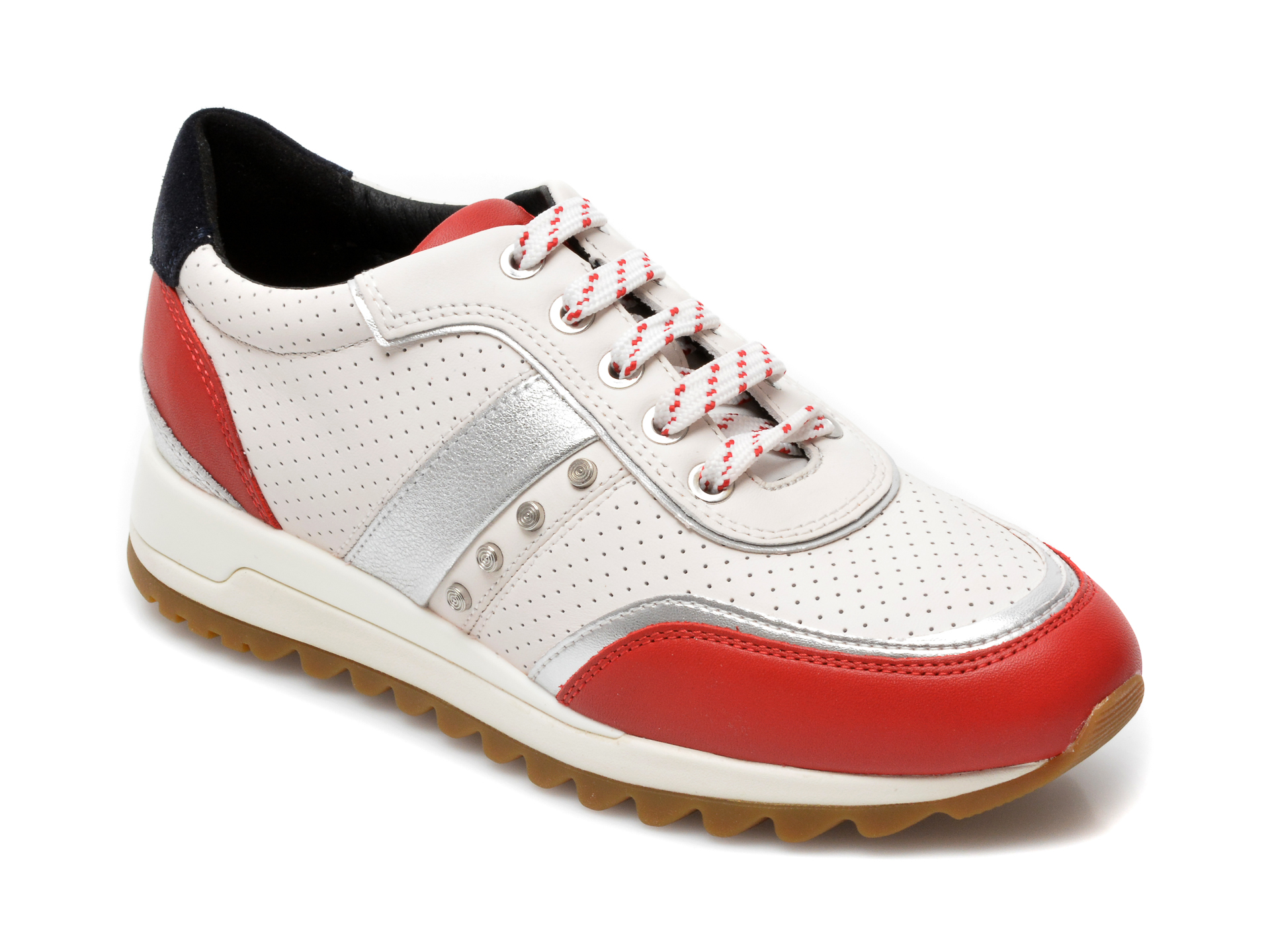 Pantofi sport GEOX albi, D02AQA, din piele naturala