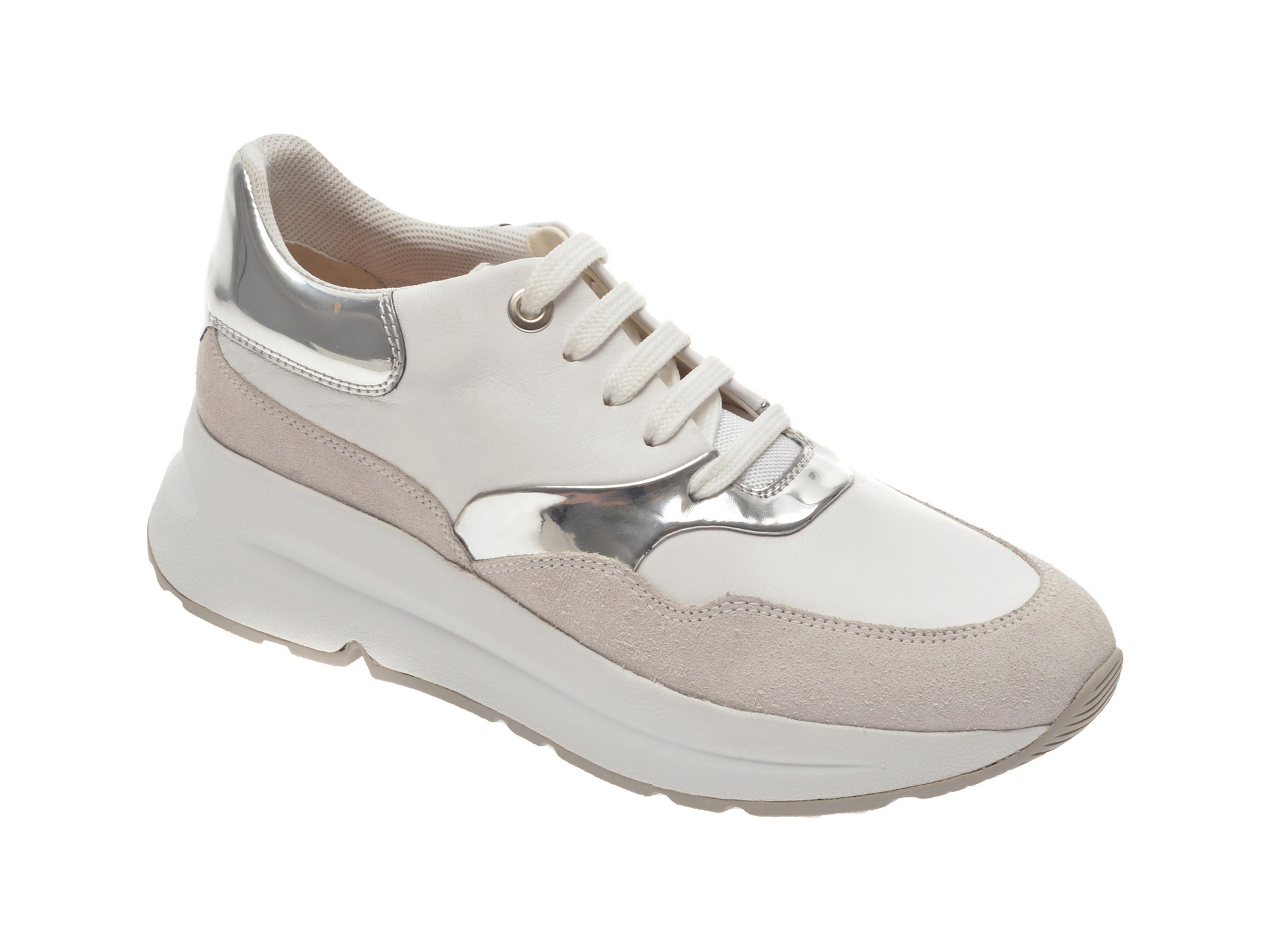 Pantofi sport GEOX albi, D02FLC, din piele naturala