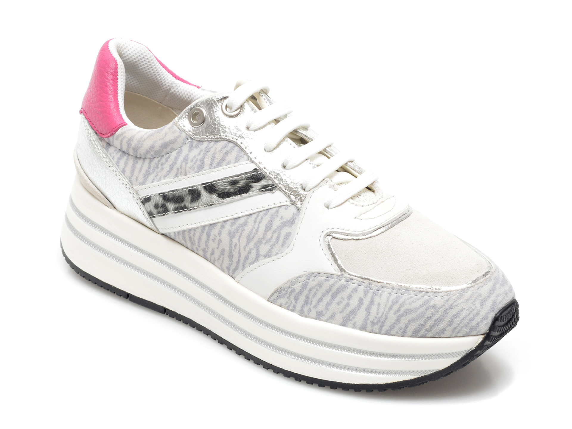 Pantofi sport GEOX albi, D16QHB, din piele naturala Geox imagine noua