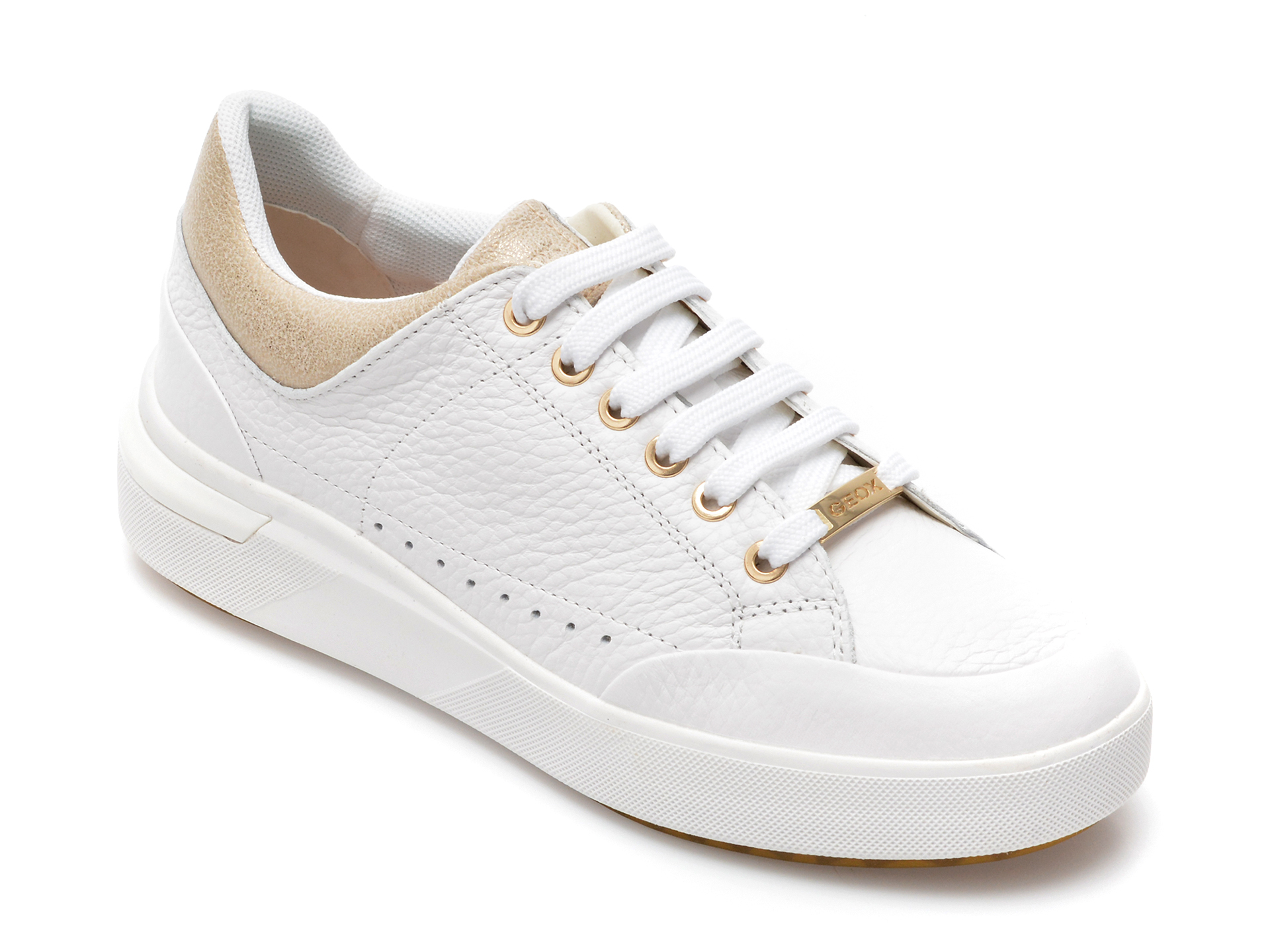 Pantofi sport GEOX albi, D25QFA, din piele naturala