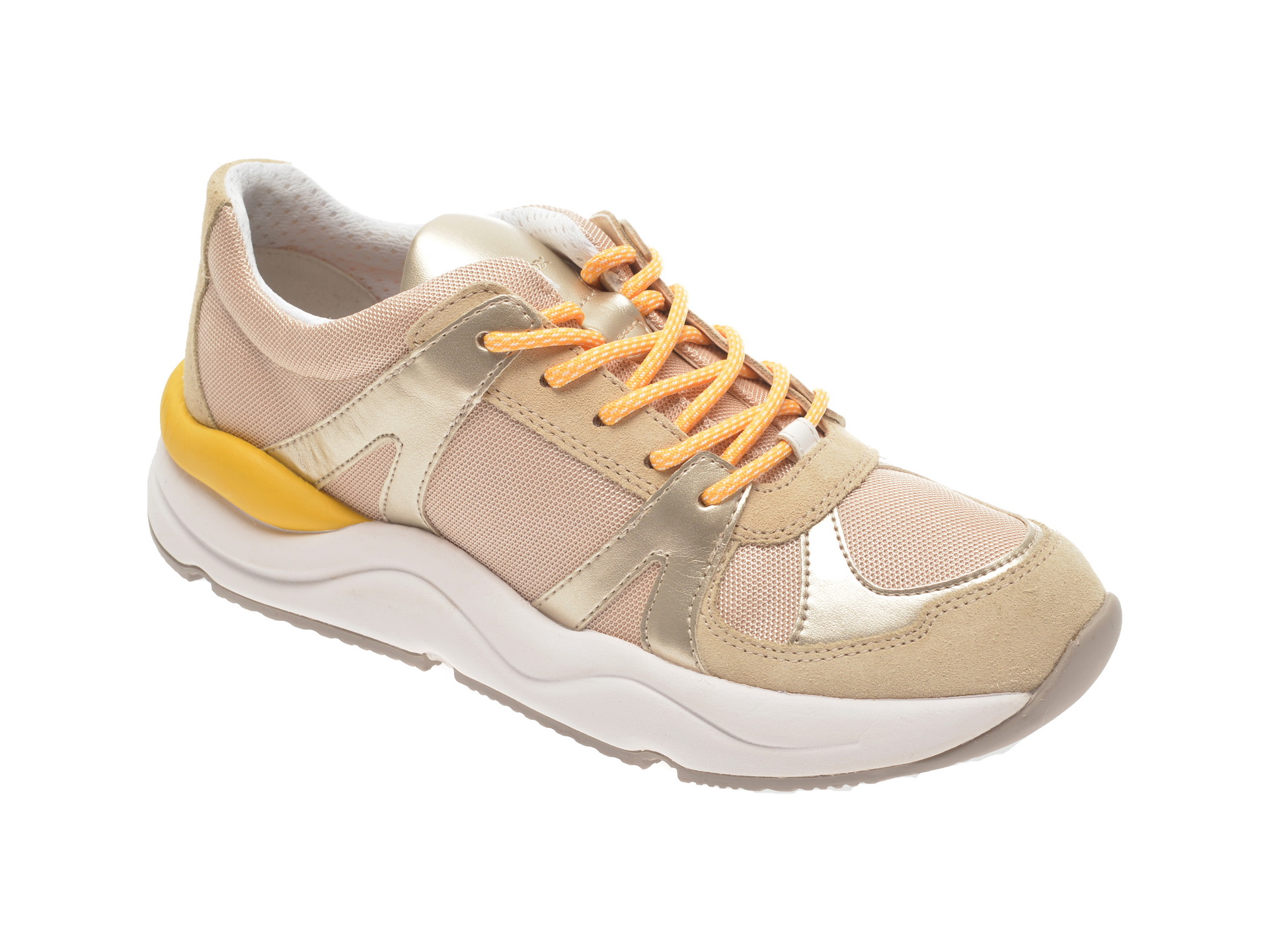 Pantofi sport GEOX bej, D02GDA, din material textil si piele naturala