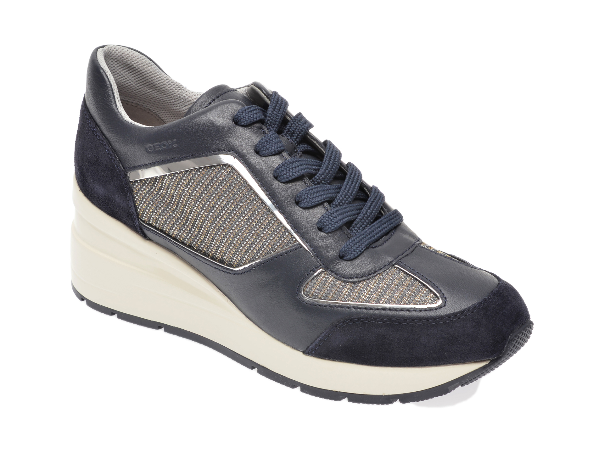 Pantofi sport GEOX bleumarin, D028LA, din material textil si piele naturala