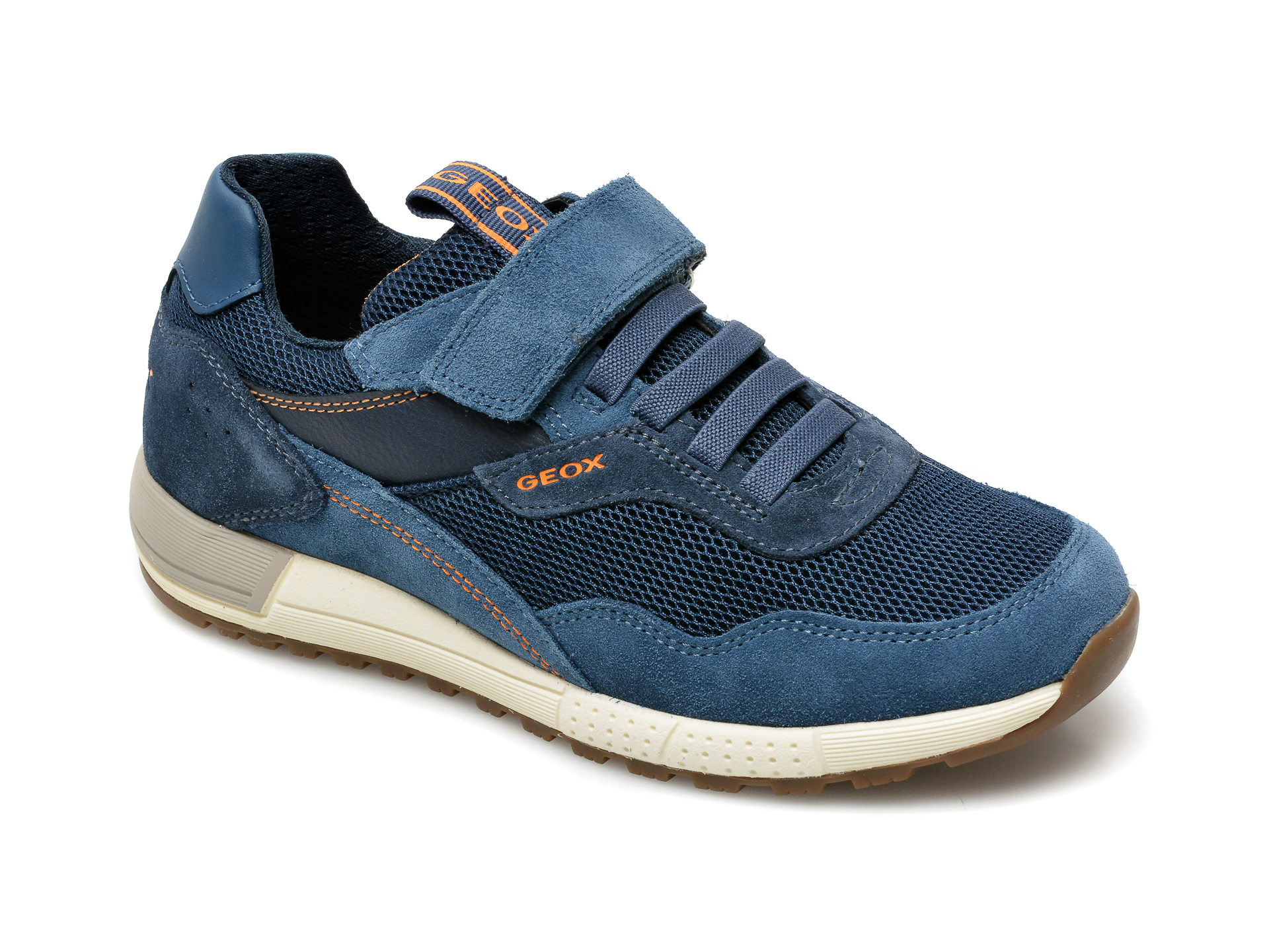 Pantofi sport GEOX bleumarin, J159EB, din material textil si piele intoarsa