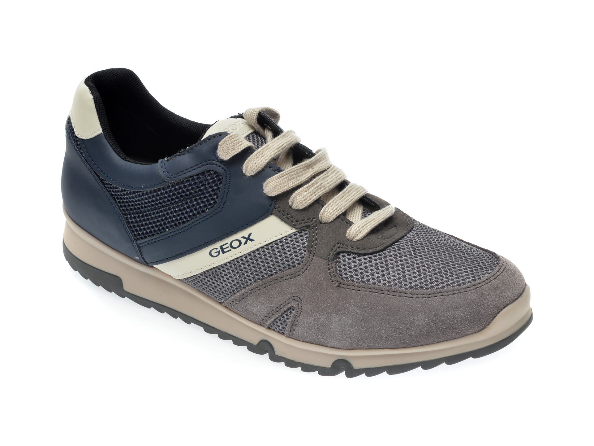 Pantofi sport GEOX bleumarin, U023XC, din piele naturala si material textil