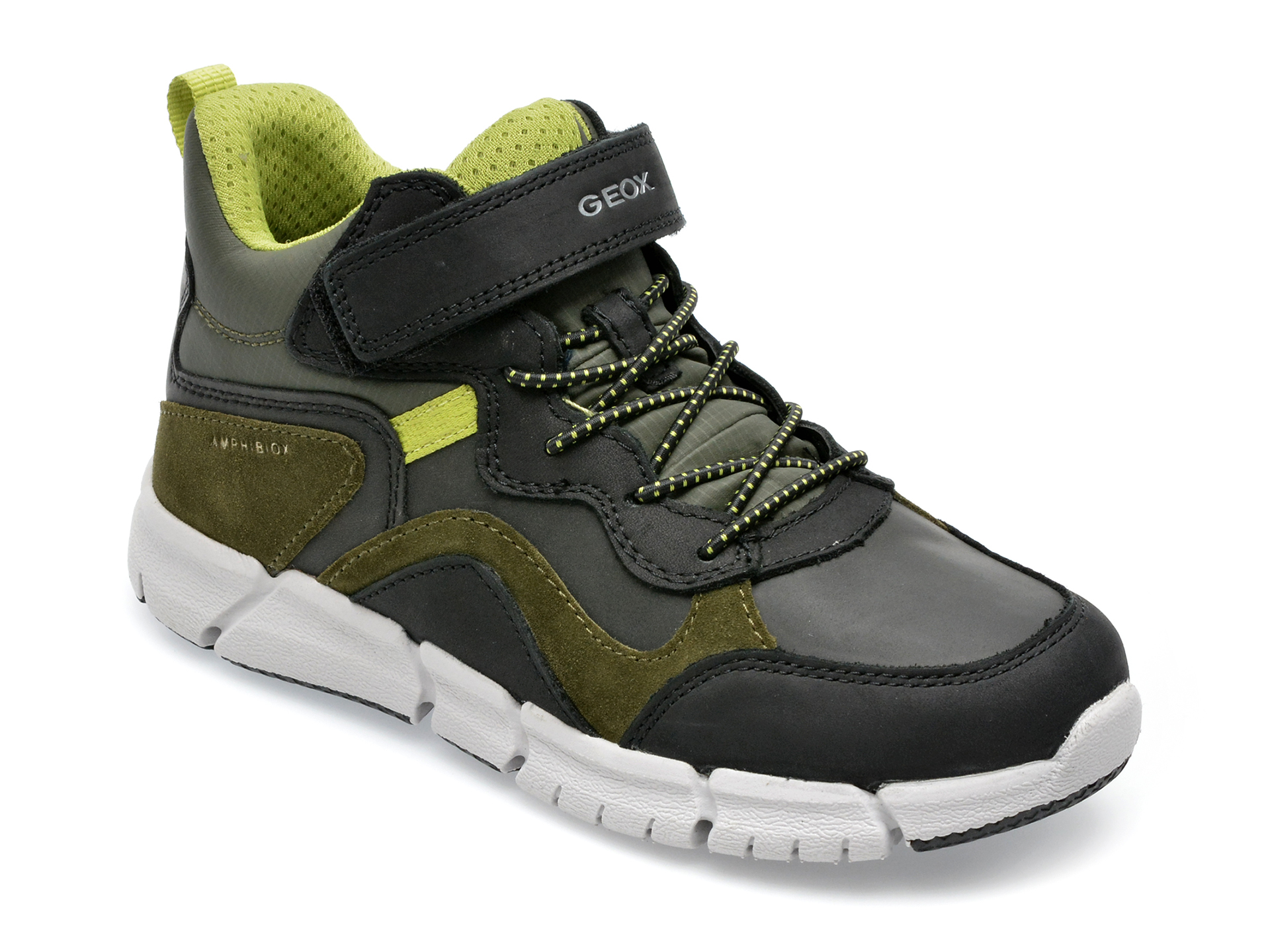 Pantofi sport GEOX kaki, J269XA, din piele ecologica si material textil