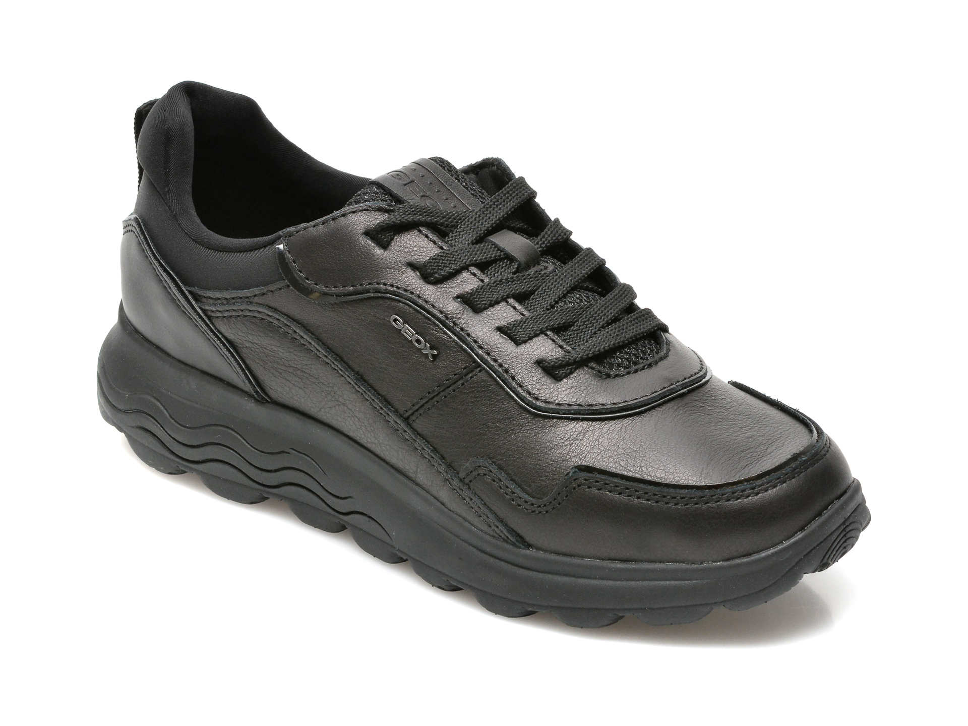 Pantofi sport GEOX negri, D16NUD, din material textil si piele naturala