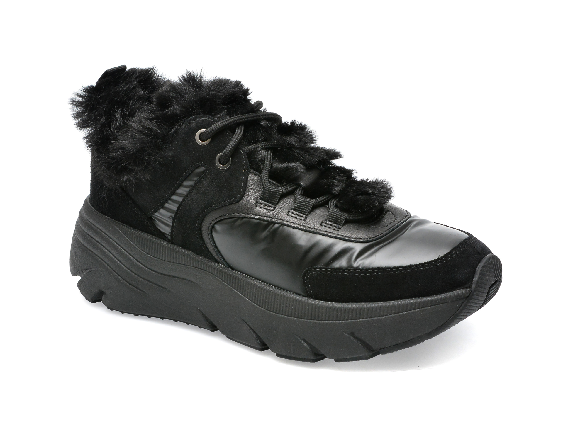 Pantofi sport GEOX negri, D26UFB, din material textil si piele naturala /femei/pantofi imagine noua