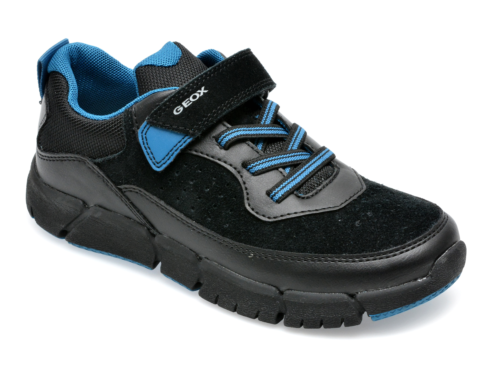 Pantofi sport GEOX negri, J269BA, din piele ecologica si piele intoarsa