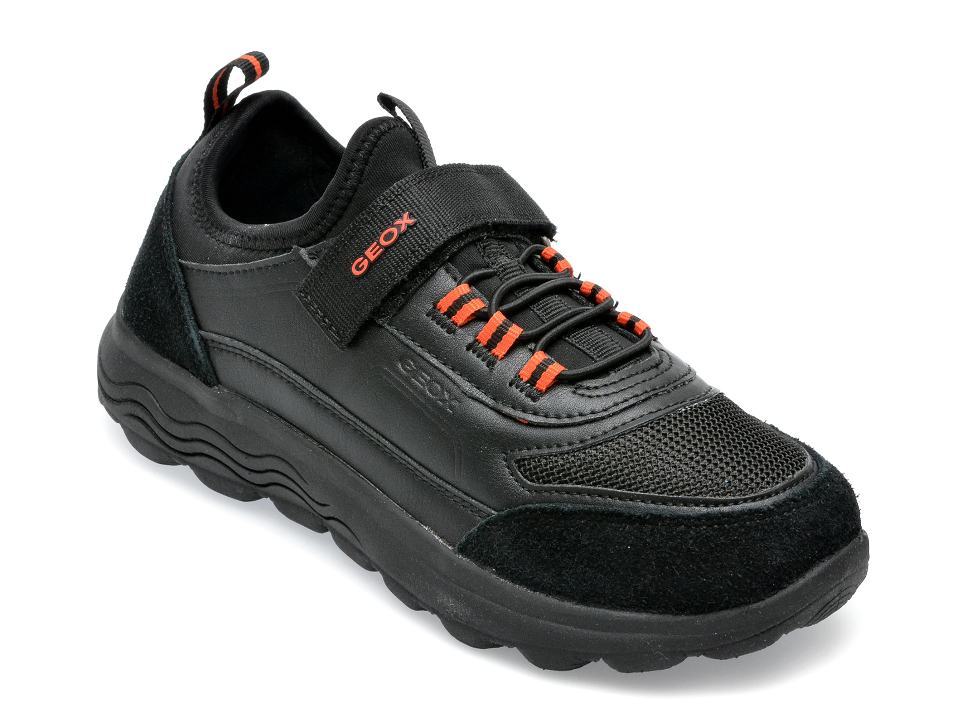 Pantofi sport GEOX negri, J26H7D, din piele ecologica si material textil
