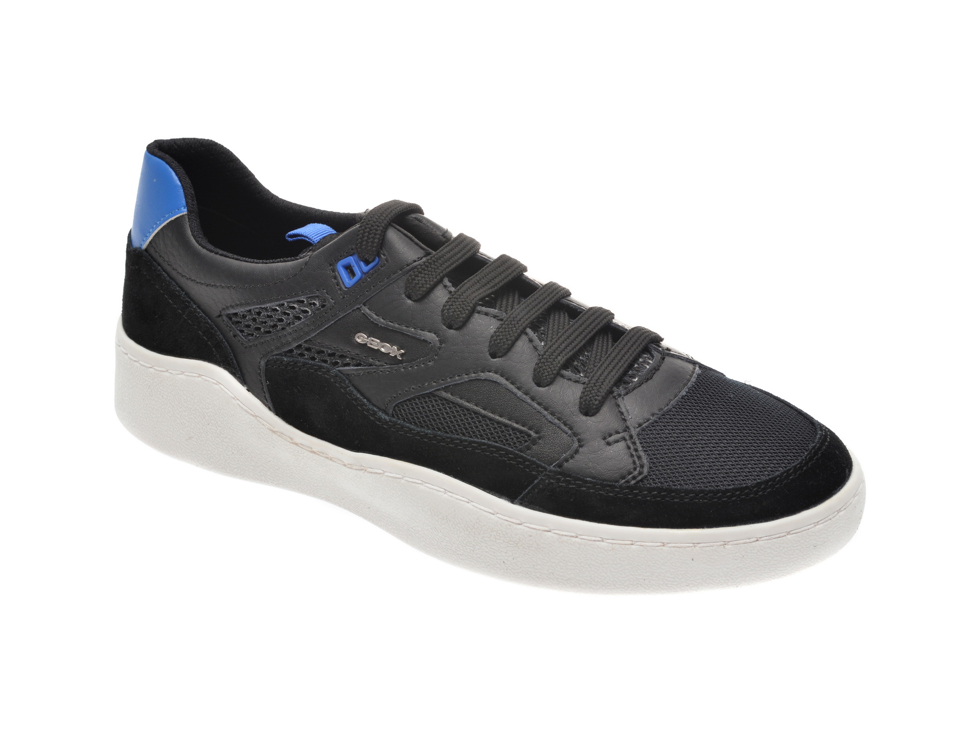 Pantofi sport GEOX negri, U027XA, din material textil si piele naturala