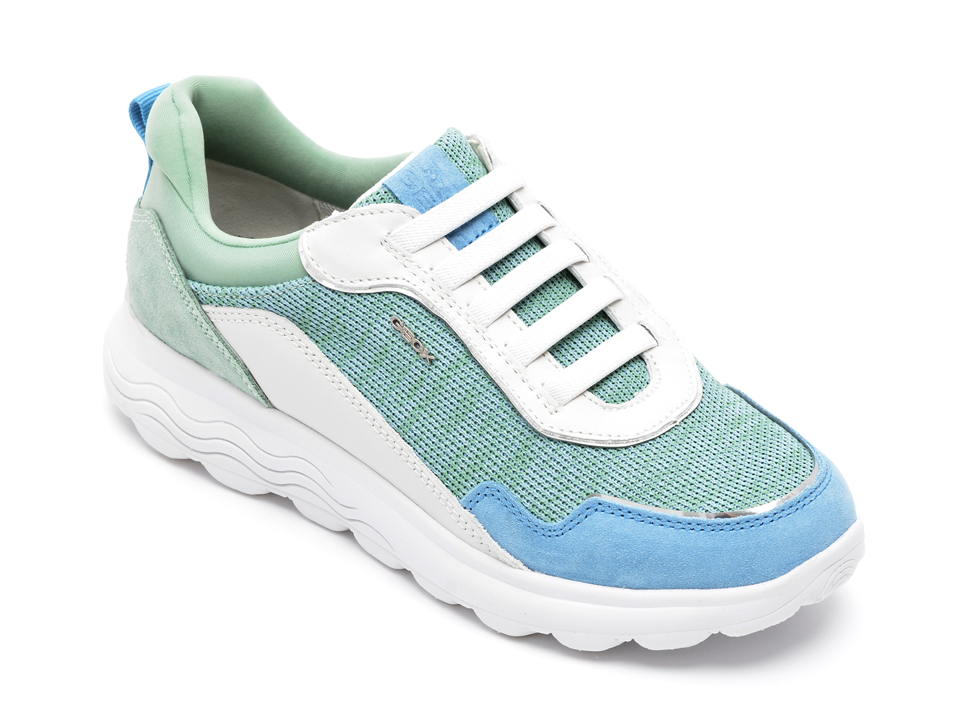 Pantofi sport GEOX albi, D25NQA, din material textil si piele naturala
