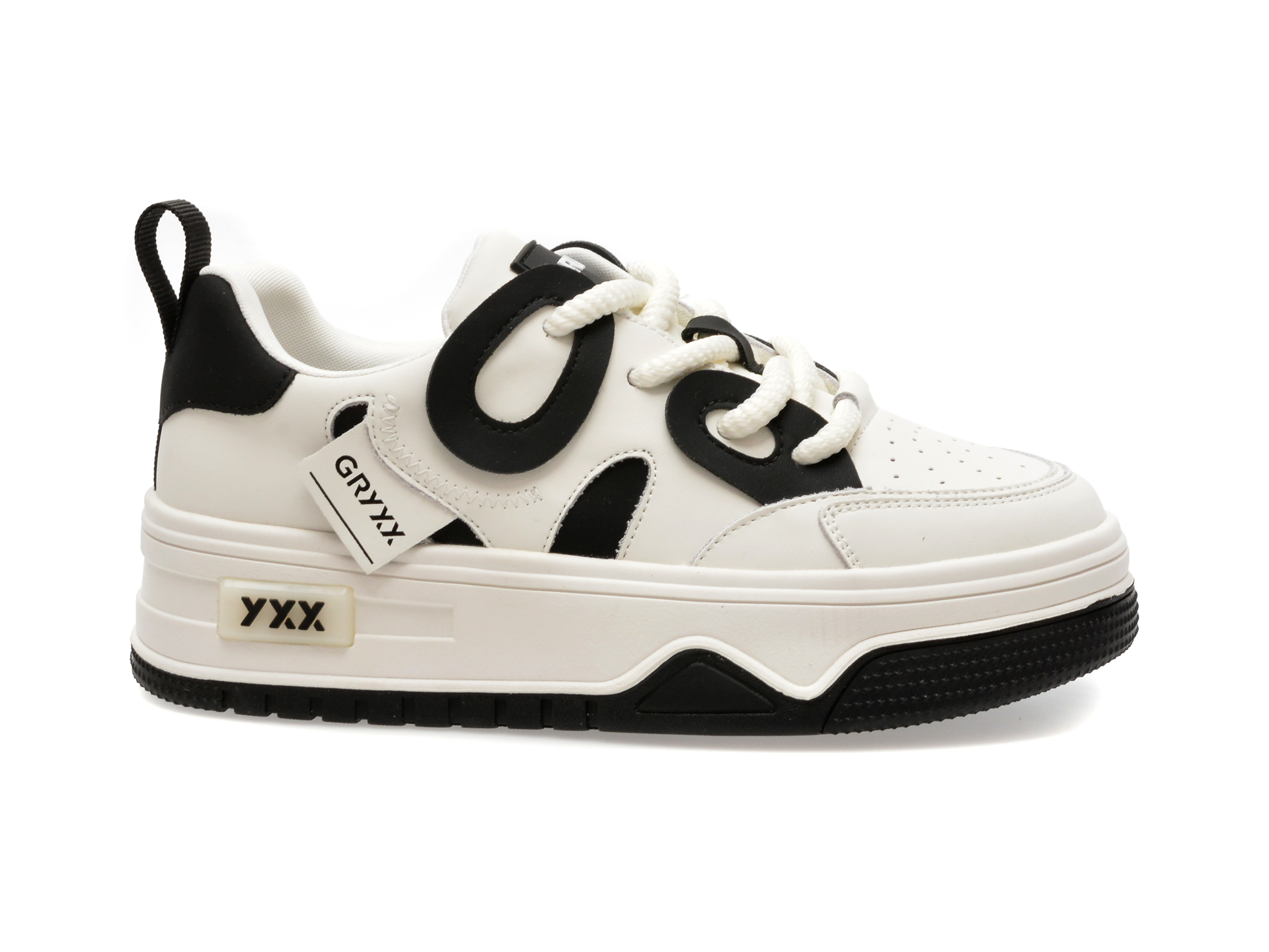 Pantofi sport GRYXX alb-negru, 23599, din piele naturala