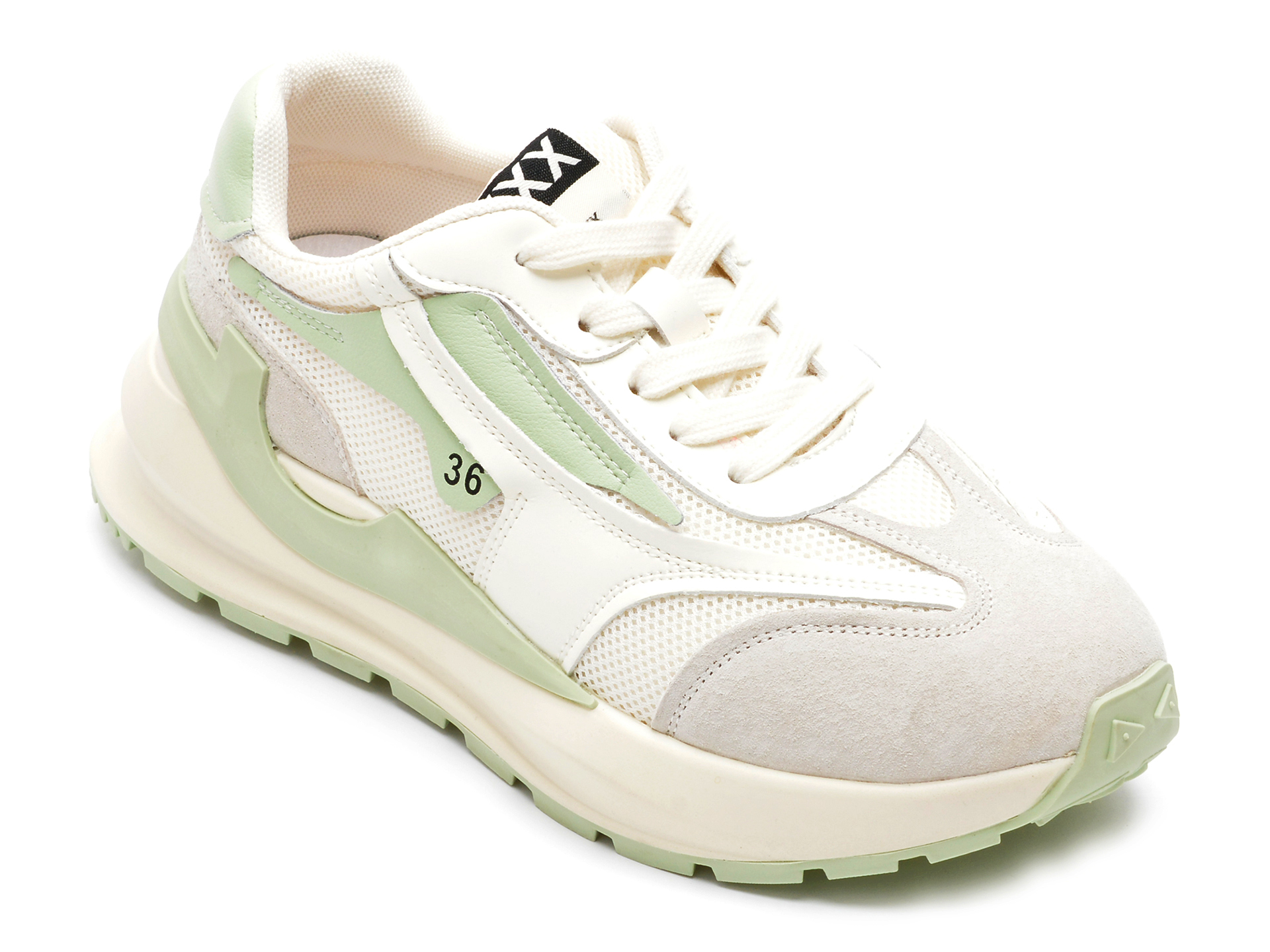 Pantofi sport GRYXX albi, 2209, din material textil si piele naturala