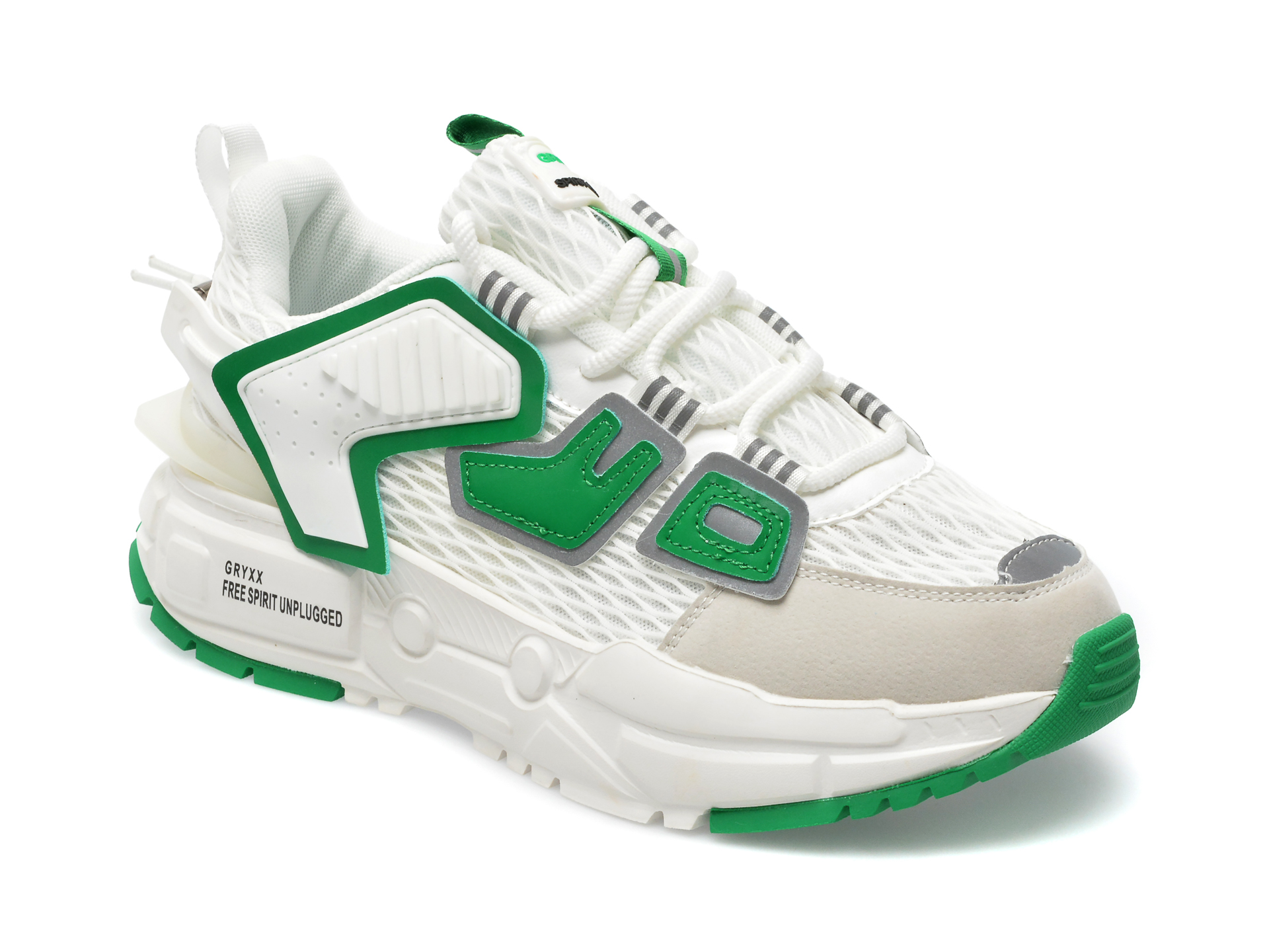 Pantofi sport GRYXX albi, HX826869, din material textil si piele ecologica