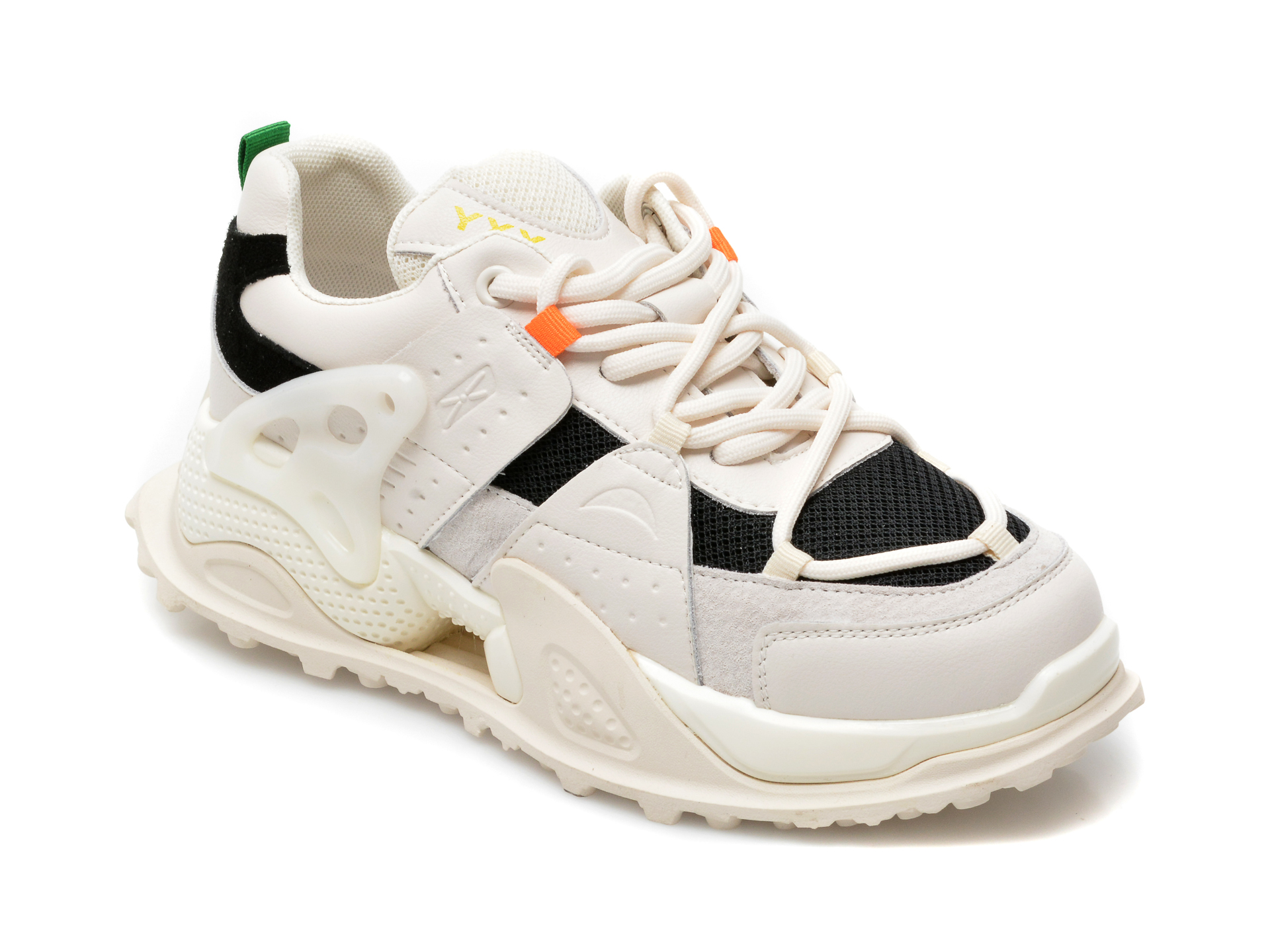 Pantofi sport GRYXX albi, K362, din piele naturala si material textil