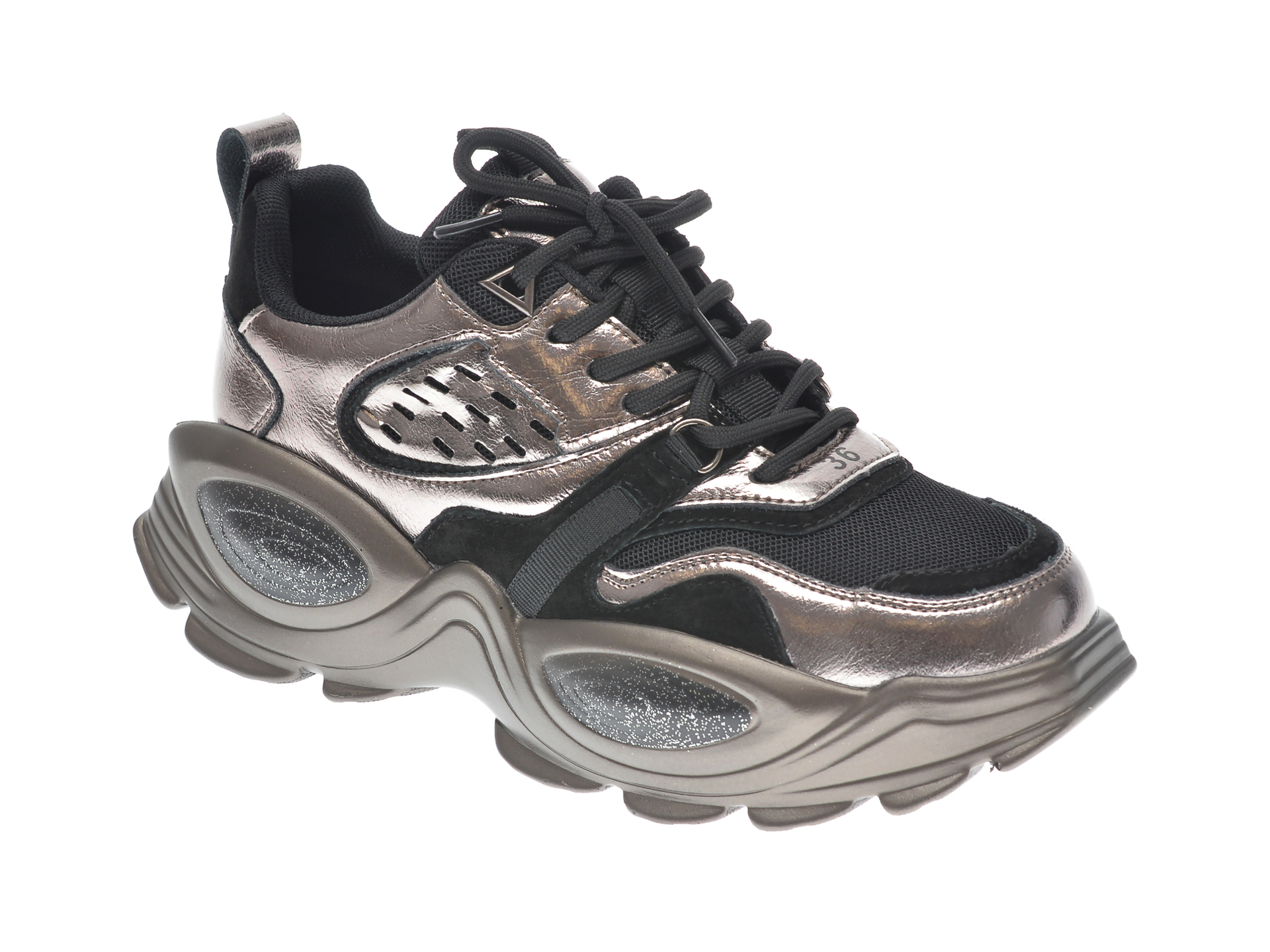 Pantofi sport GRYXX argintii, 60151, din material textil si piele naturala