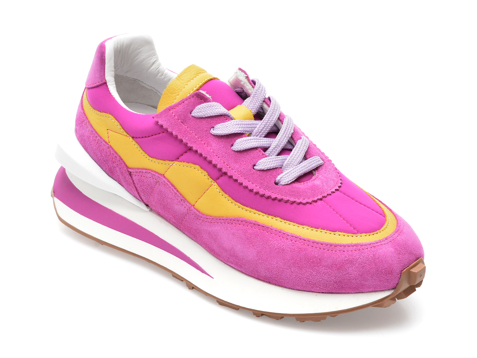 Pantofi sport GRYXX fucsia, AD77, din material textil si piele intoarsa