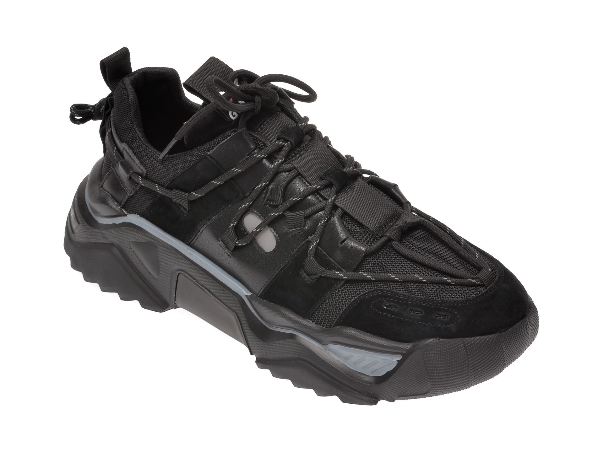 Pantofi sport GRYXX negri, 5651, din material textil si piele naturala