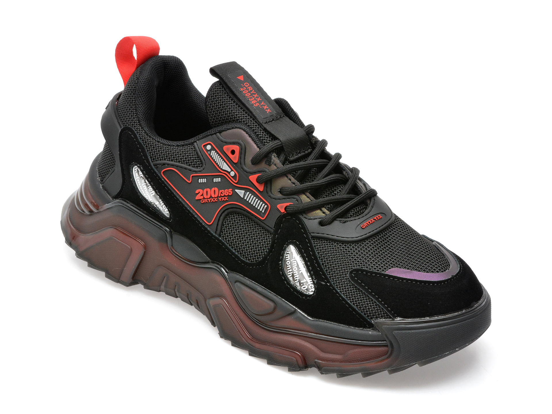 Pantofi sport GRYXX negri, 6629, din material textil si piele ecologica