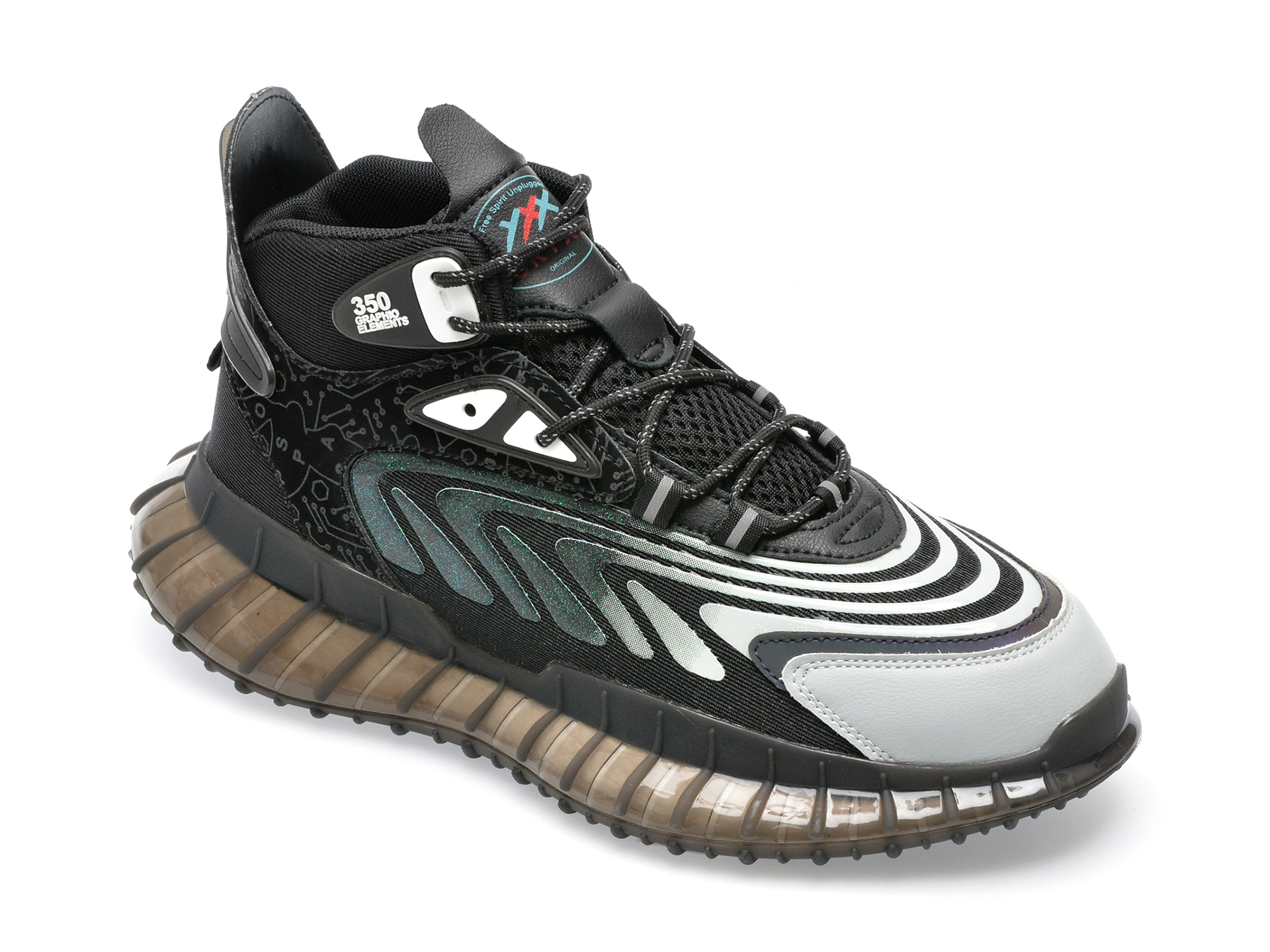 Pantofi sport GRYXX negri, HX610339, din material textil si piele ecologica Gryxx