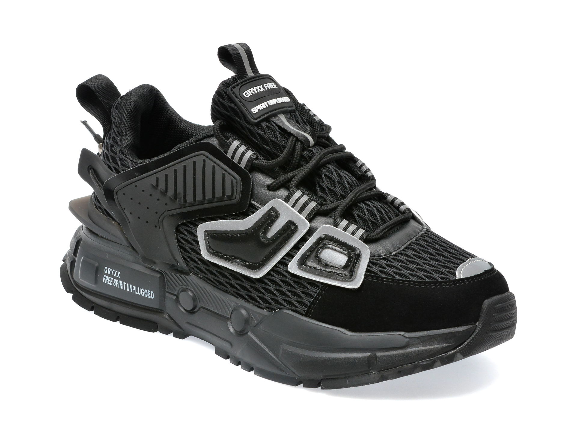 Poze Pantofi sport GRYXX negri, HX826869, din material textil si piele ecologica Tezyo