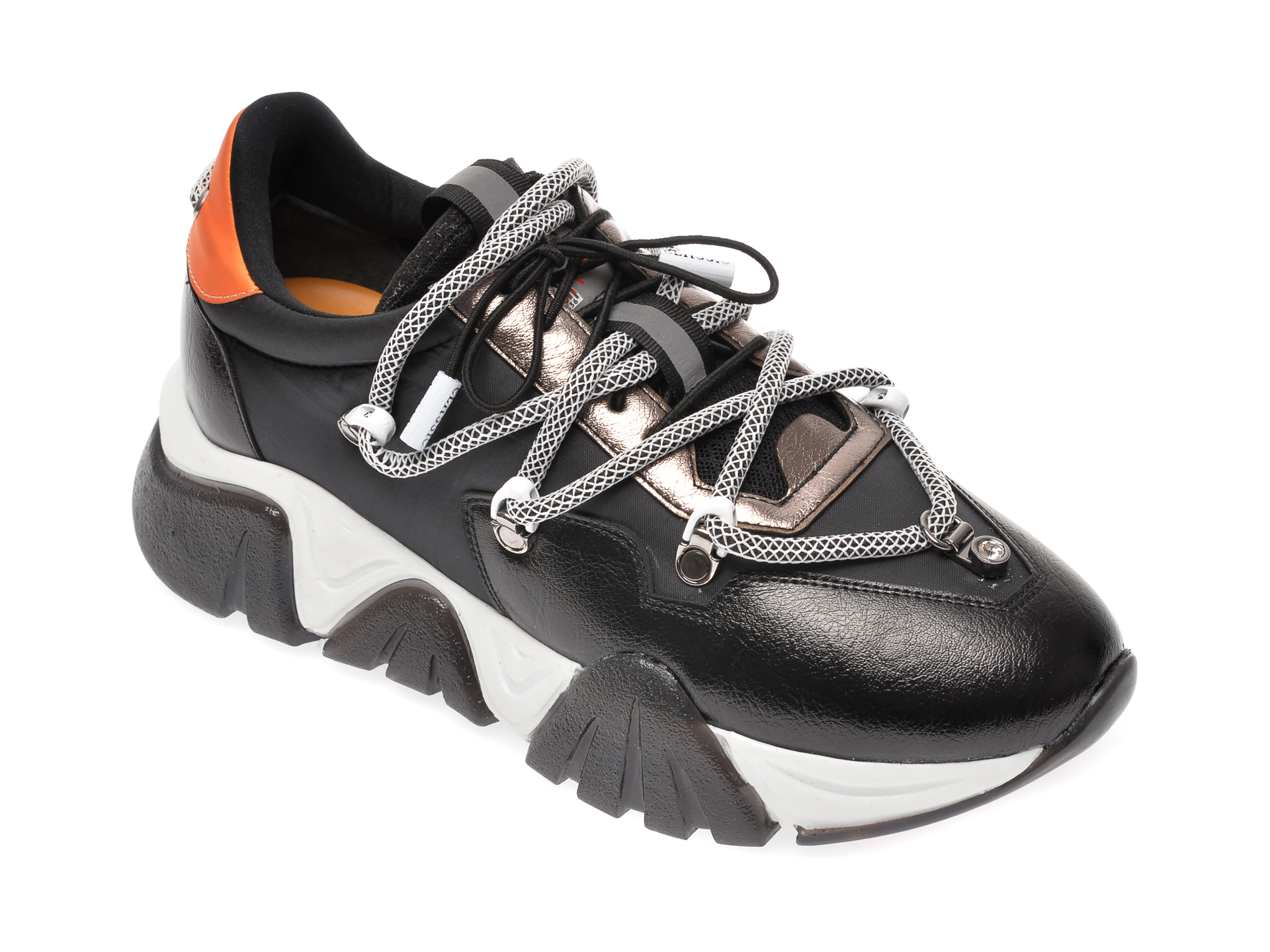 Pantofi sport GRYXX negri, T912, din material textil si piele ecologica