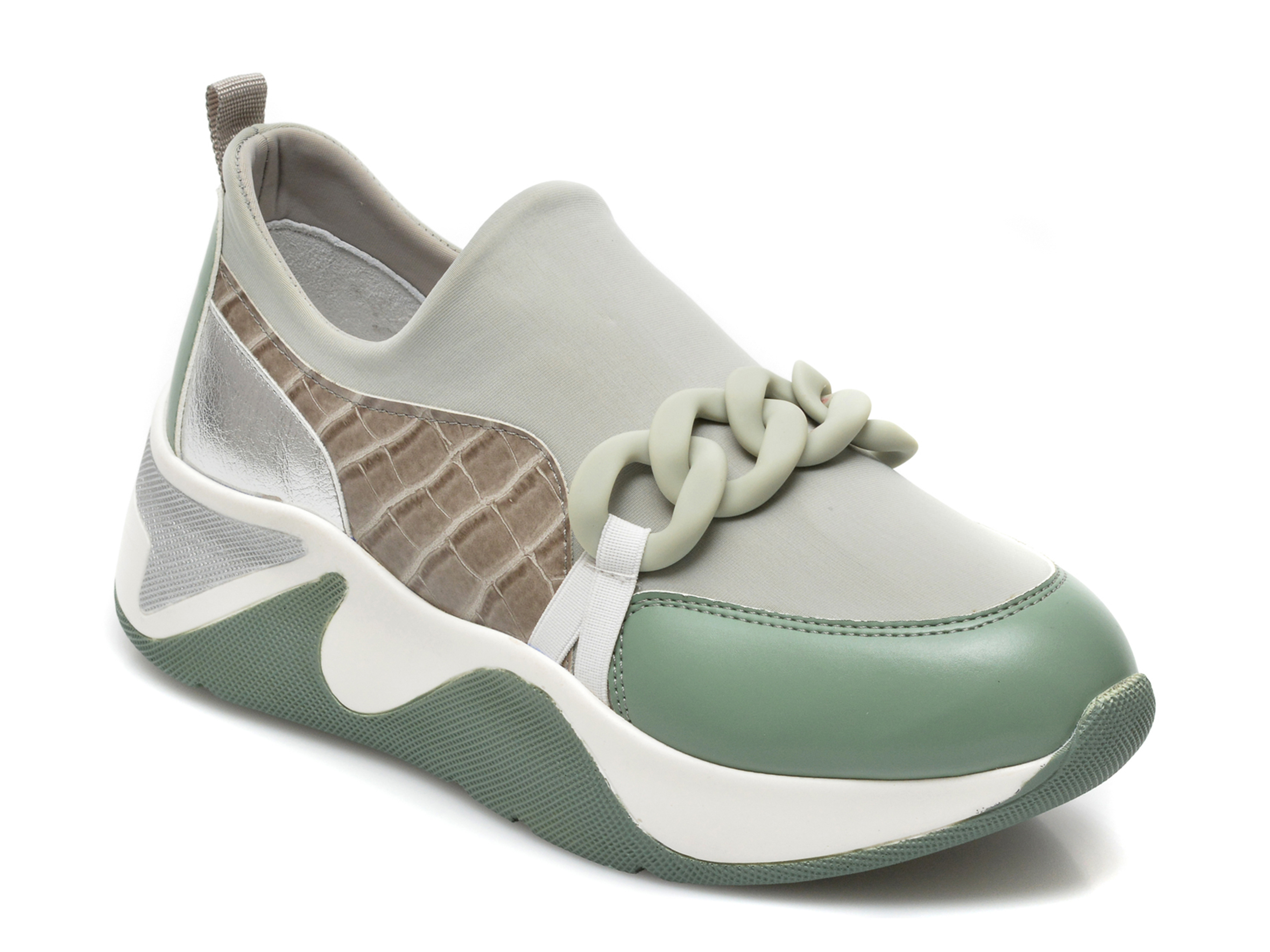 Pantofi sport GRYXX verzi, MK1102, din material textil si piele ecologica
