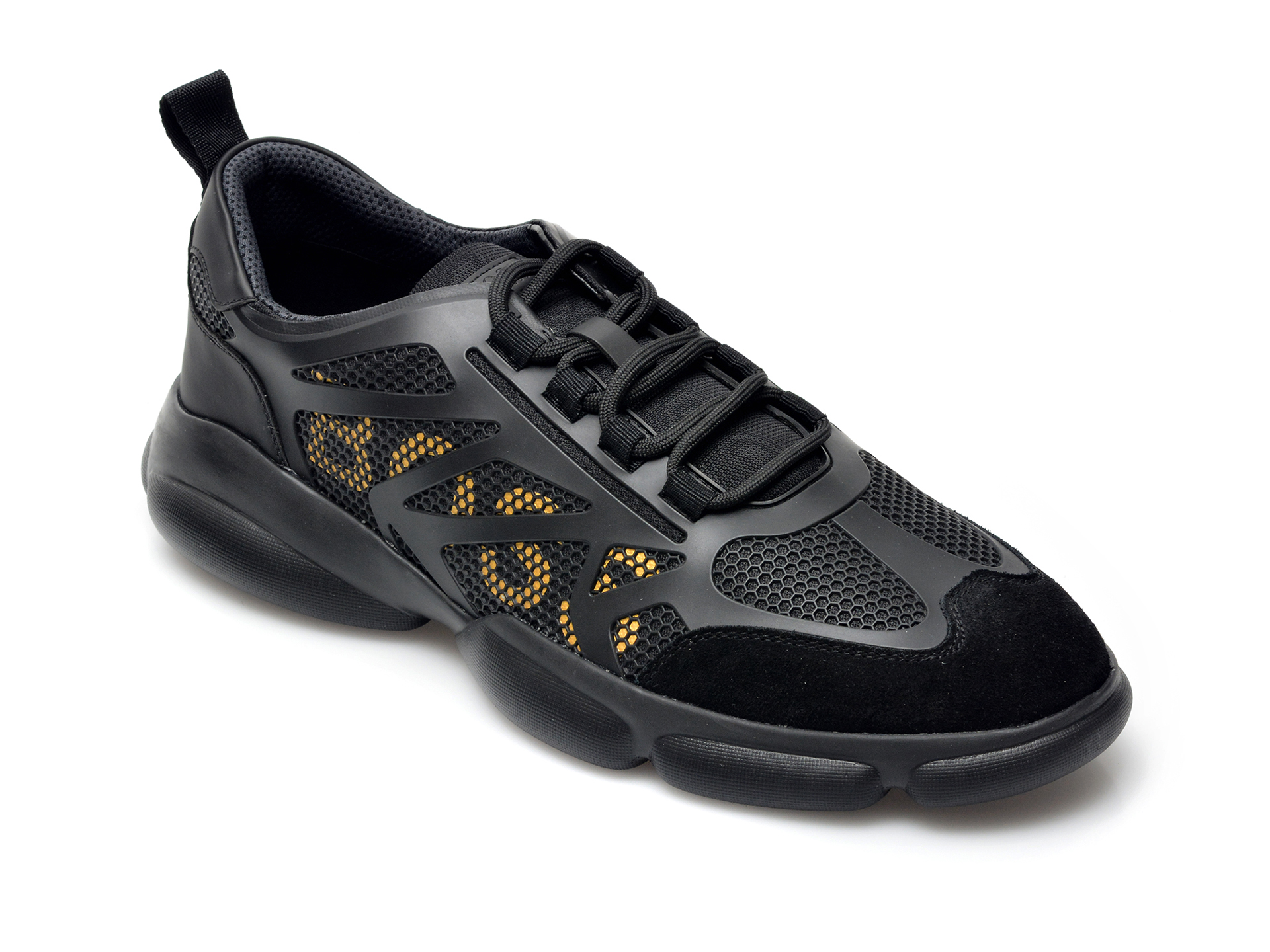 Pantofi sport HUGO BOSS negri, 2037, din material textil si piele intoarsa