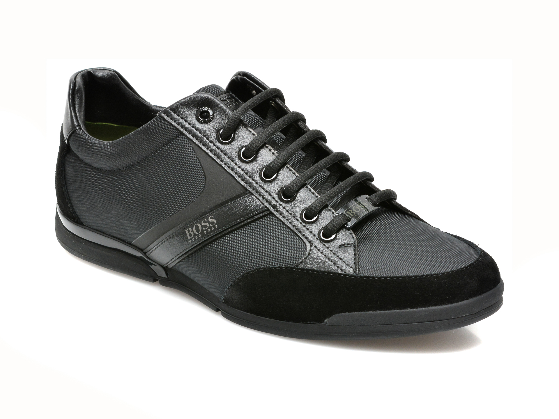 Pantofi Sport Hugo Boss Negri, 7672, Din Material Textil Si Piele Ecologica