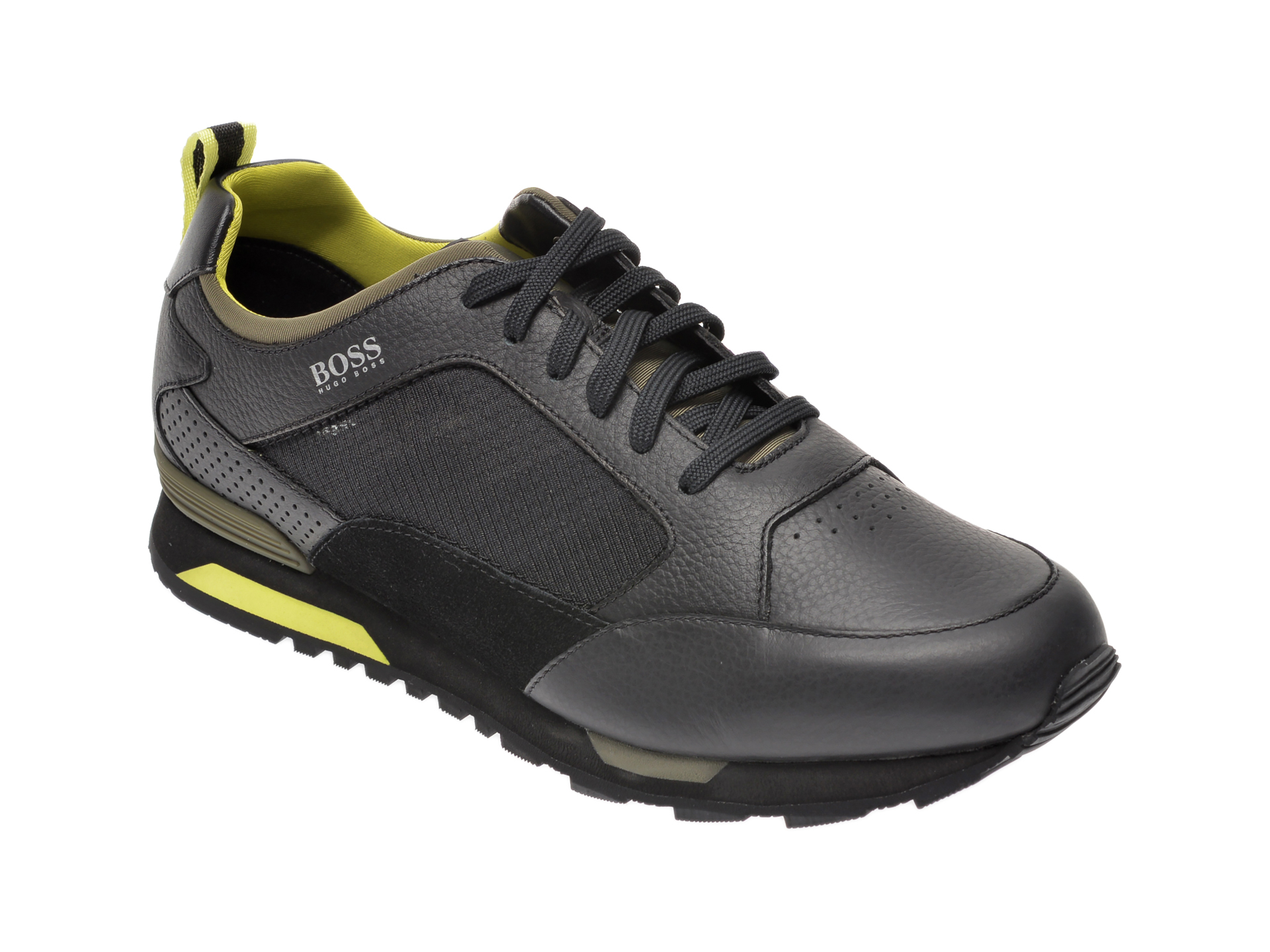 Pantofi sport HUGO BOSS negri, 8483, din material textil si piele naturala