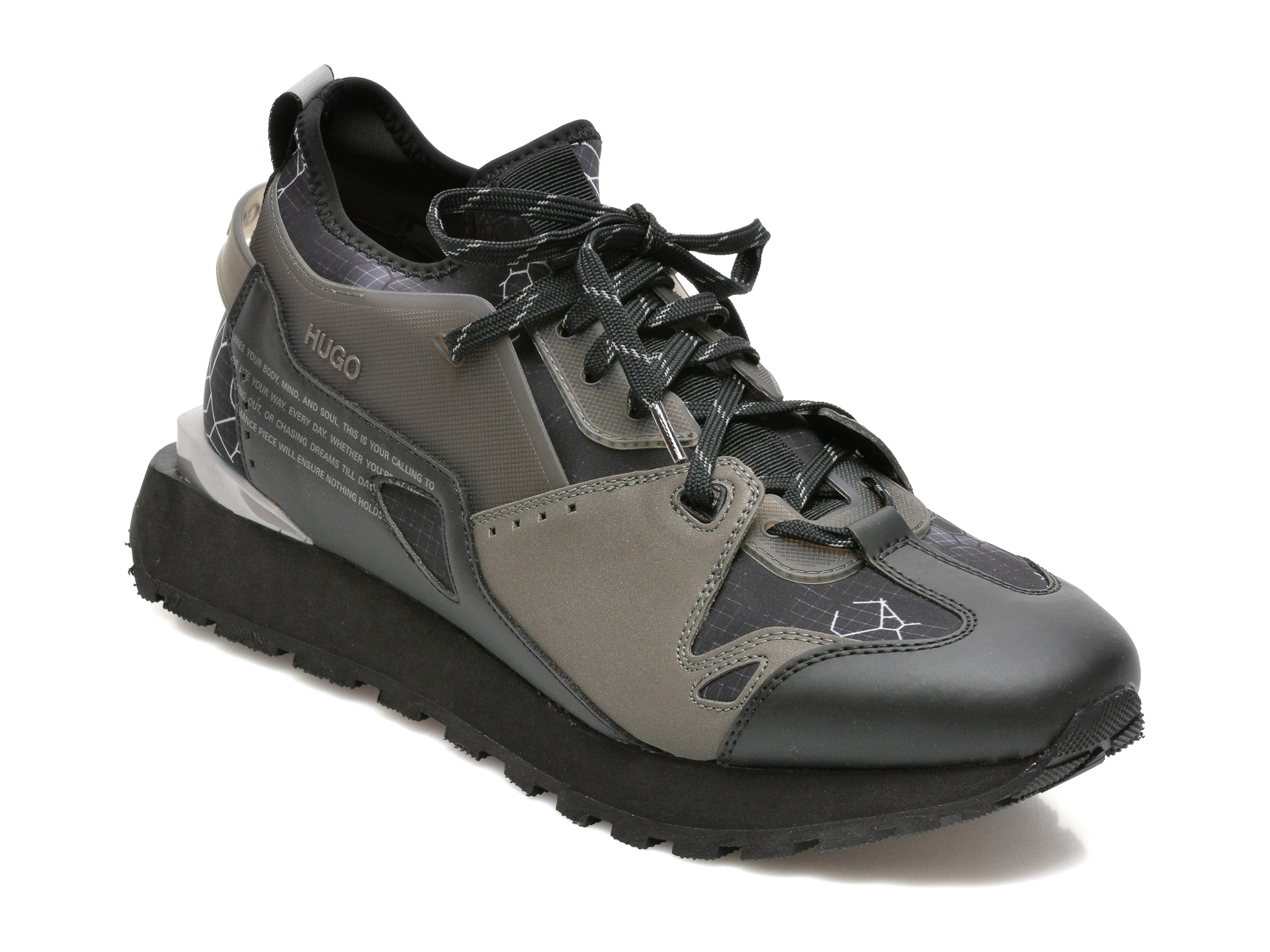 Pantofi sport HUGO BOSS negri, 9144, din material textil si piele ecologica Hugo Boss
