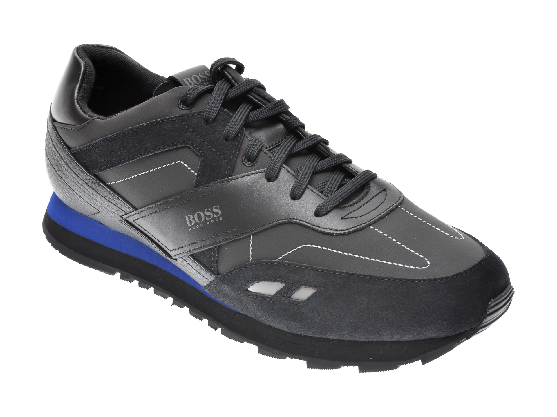 Pantofi sport HUGO BOSS negri, 9540, din material textil si piele intoarsa