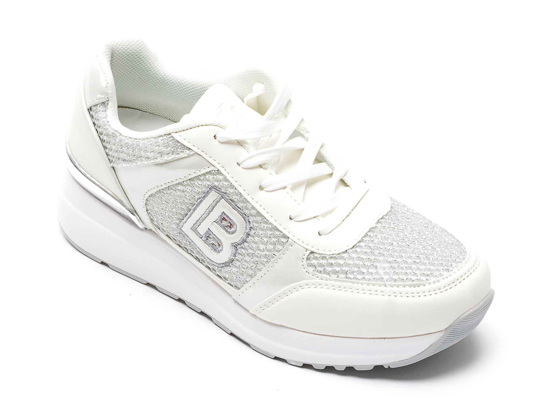 Pantofi sport LAURA BIAGIOTTI albi, 7511, din material textil si piele ecologica 2023 ❤️ Pret Super tezyo.ro imagine noua 2022