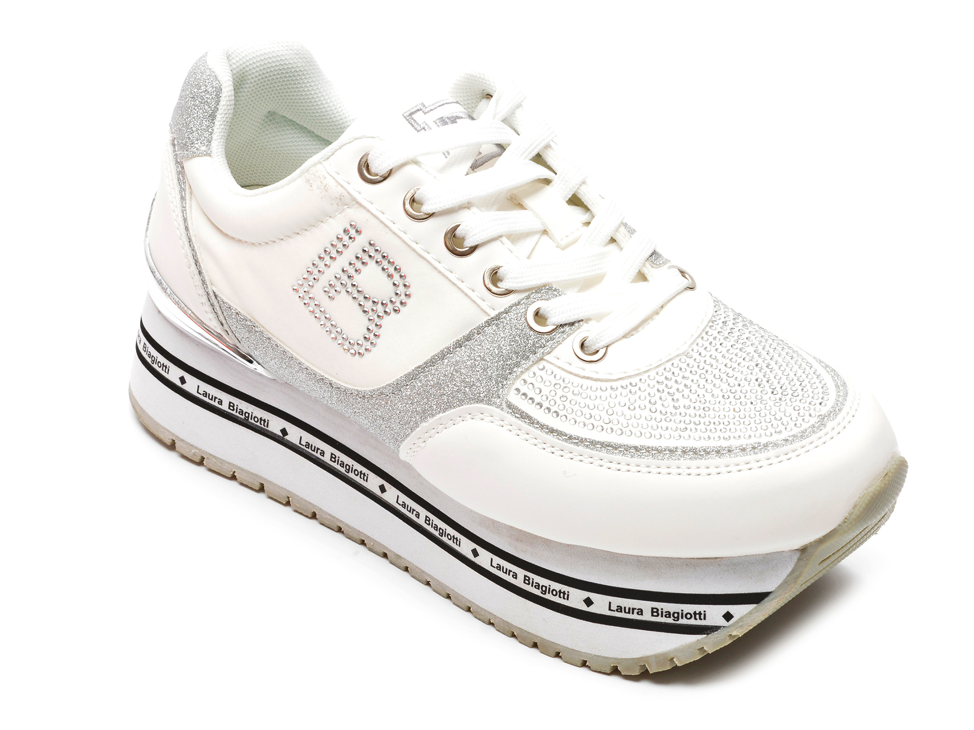 Pantofi sport LAURA BIAGIOTTI albi, 7524, din piele ecologica 2023 ❤️ Pret Super tezyo.ro imagine noua 2022
