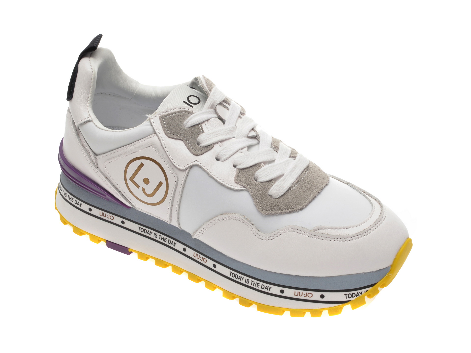 Pantofi sport LIU JO albi, Maxiale din material textil si piele ecologica