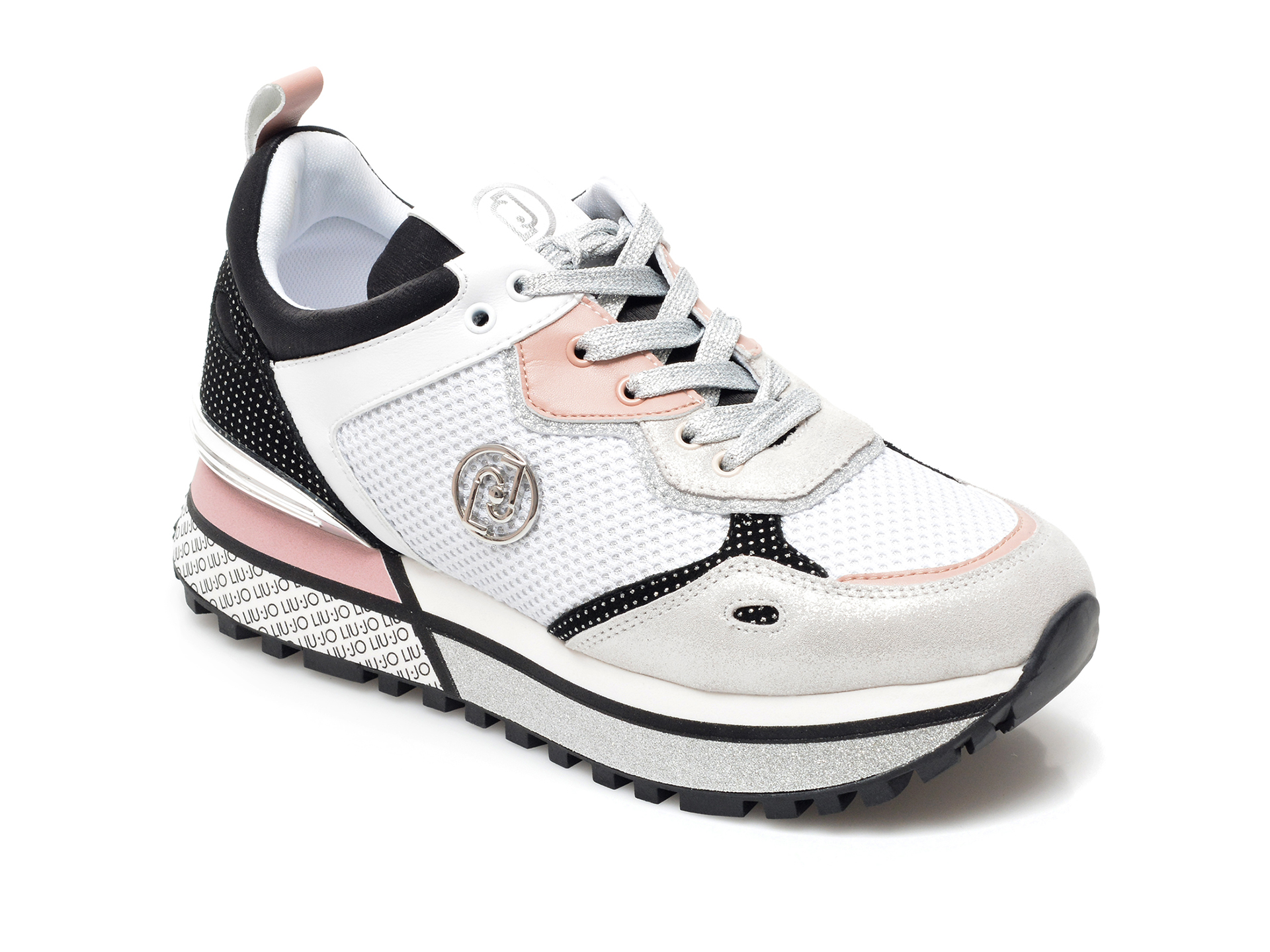 Pantofi sport LIU JO albi, MAXWO33, din material textil si piele naturala Liu Jo imagine noua