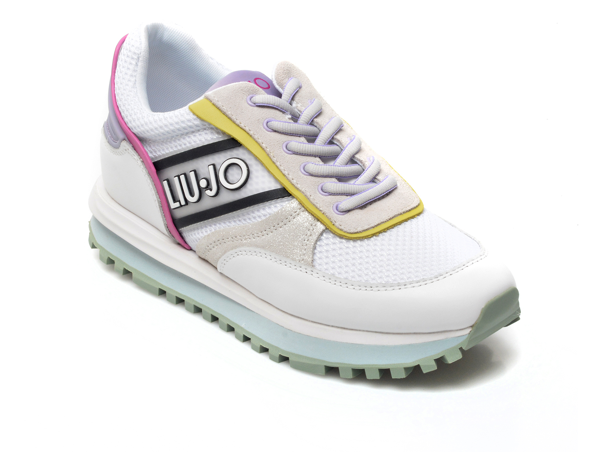 Pantofi sport LIU JO albi, WONUP03, din material textil si piele naturala