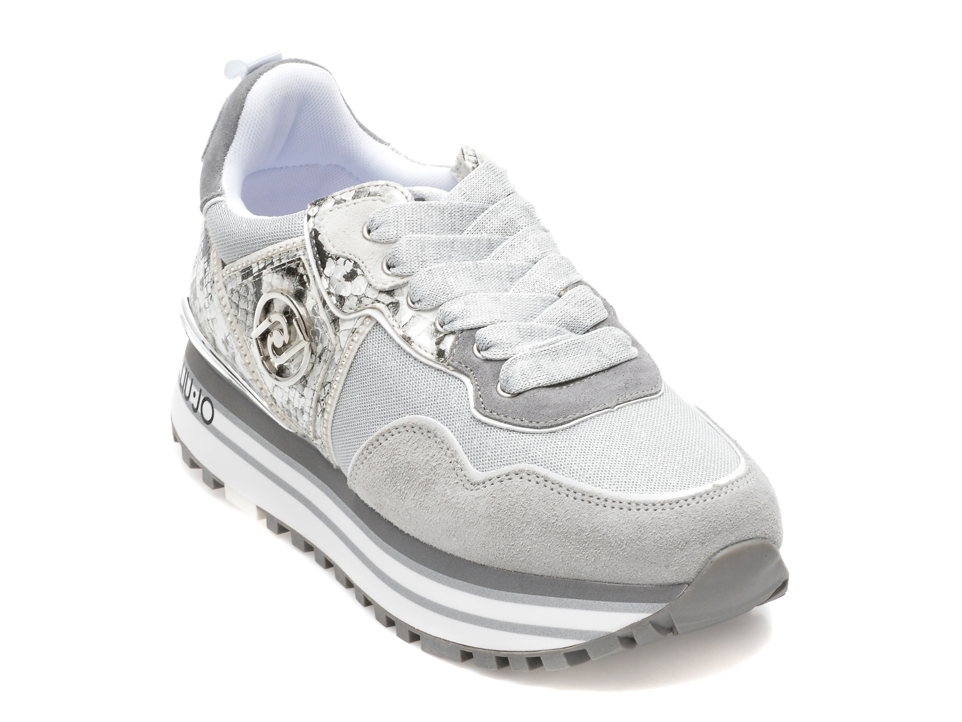 Pantofi sport LIU JO argintii, MAXWO01, din material textil si piele naturala /femei/pantofi imagine noua