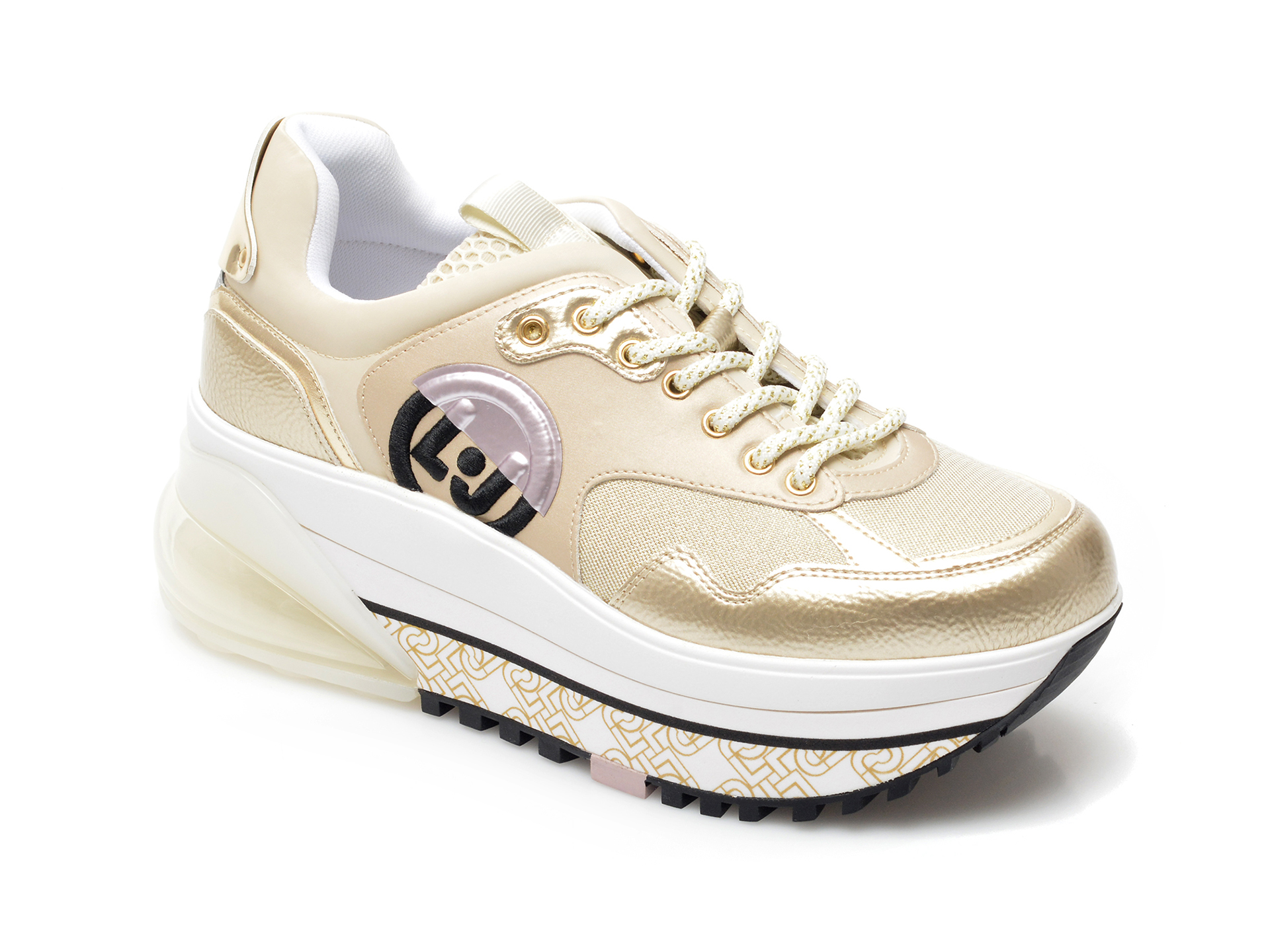 Pantofi sport LIU JO aurii, MAXWOA2, din material textil si piele ecologica